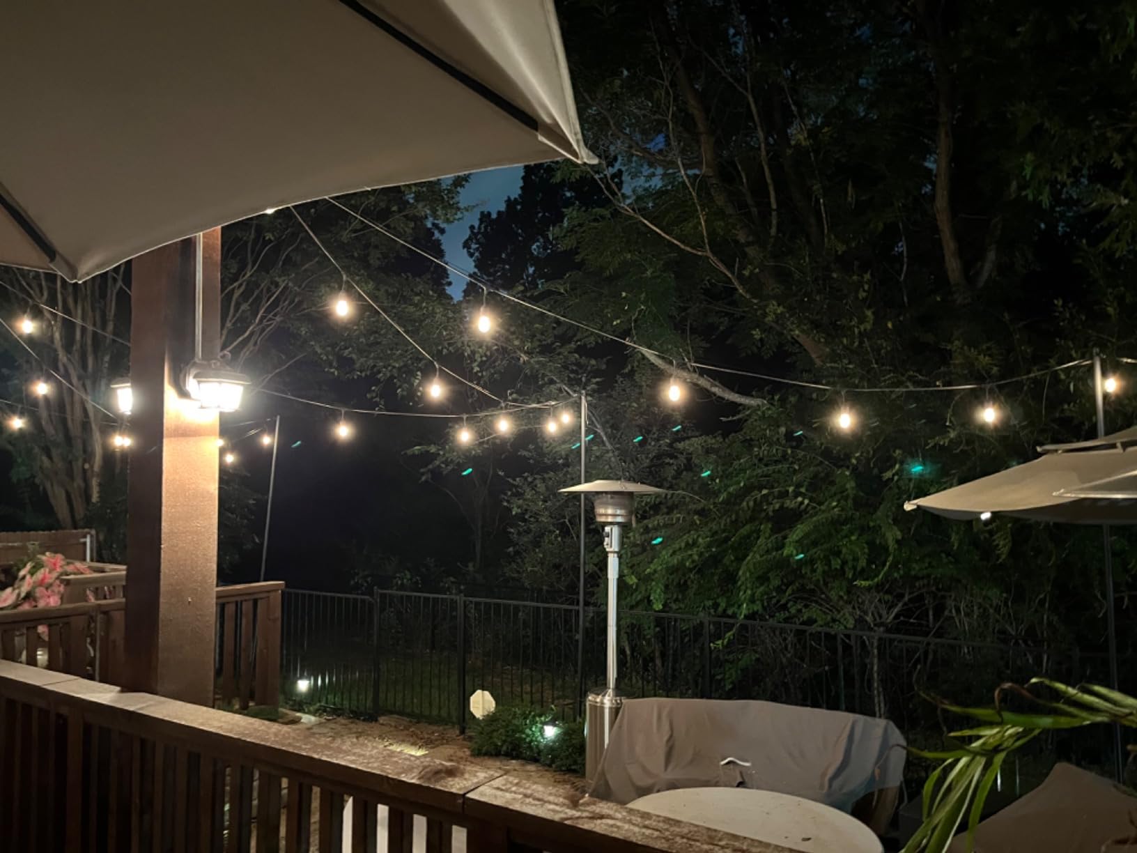 SUNTHIN 2 Pack 48FT Outdoor String Lights,Hanging Incandescent String Lights Commercial Grade Waterproof Patio Light Outside with Dimmable Connectable Edison Glass Bulbs for Bistro,Party,Holiday Decor customer photo 2