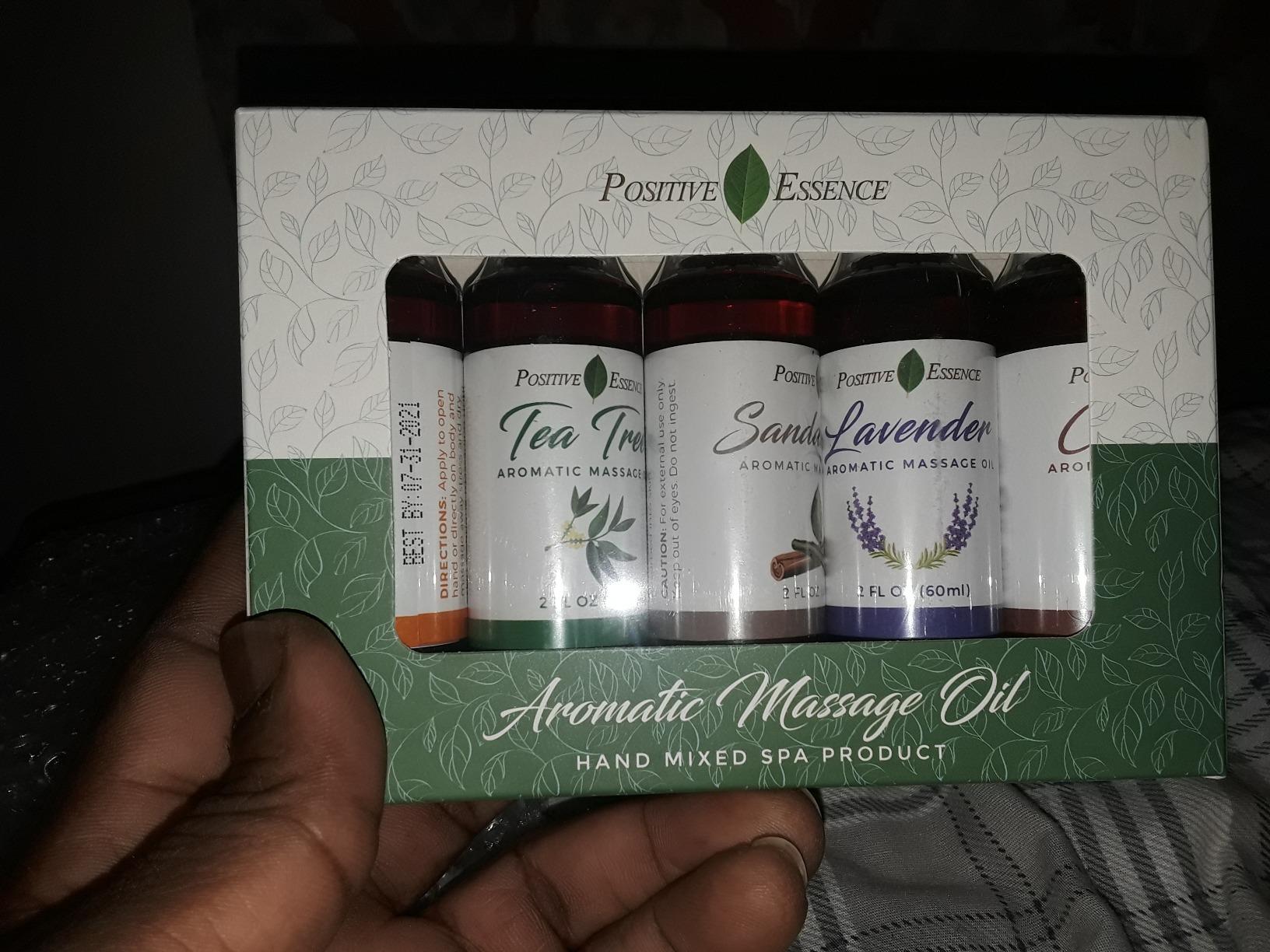 Massage Oil Gift Set, 5 Scent Variety Pack, 2 fl oz Each - Five aromatic blends, Jojoba & sweet almond oils, Smooth massage glide, Plant-based formula, Small-batch crafted customer photo 1