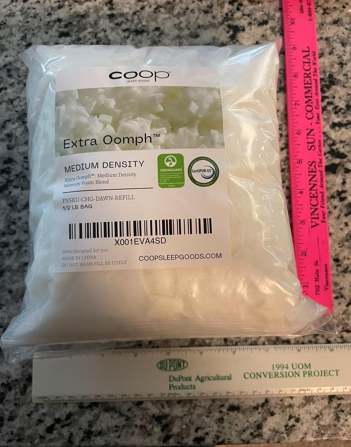Coop Home Goods Extra Oomph Fill, Cross-Cut Memory Foam, Medium Density Pillow Fill, Extra Fill Bag, Refill to Customize Your Premium Adjustable Pillow, GREENGUARD Gold and CertiPUR-US Certified customer photo 1