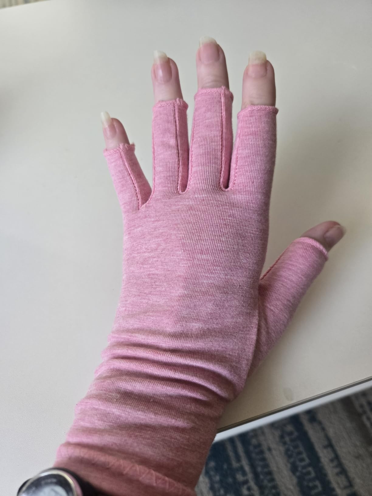 Vive Arthritis Gloves - Men, Women Rheumatoid Compression Hand Glove | Osteoarthritis- Arthritic Joint Pain Relief - Carpal Tunnel Wrist Support - Open Finger, Fingerless Thumb for Computer Typing customer photo 2