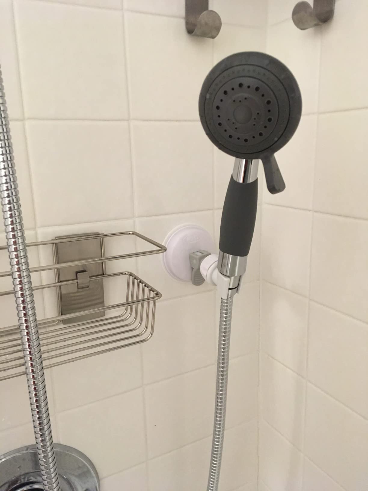 YOO.MEE ADA Handheld Shower, Fits Elderly and People Disabled in Action | Big-button Turning, Silicone Grip, Pause Setting, for Parkinson, Arthritis, 79 Inch Stainless Steel Hose Included, Chrome customer photo 2