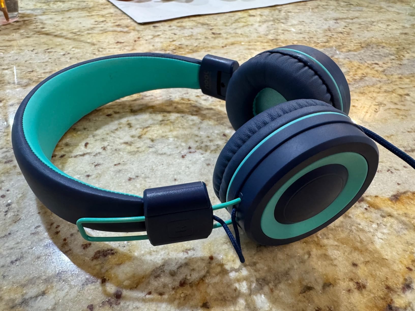 noot products K11 Kids Headphones with Wired Cord 3.5mm Jack Navy/Teal | 5ft Long Cord, Tangle Free, Foldable, Plug in On-Ear Headset for School, Classroom, Boys, Girls, Toddler Laptop Travel Tablet customer photo 1