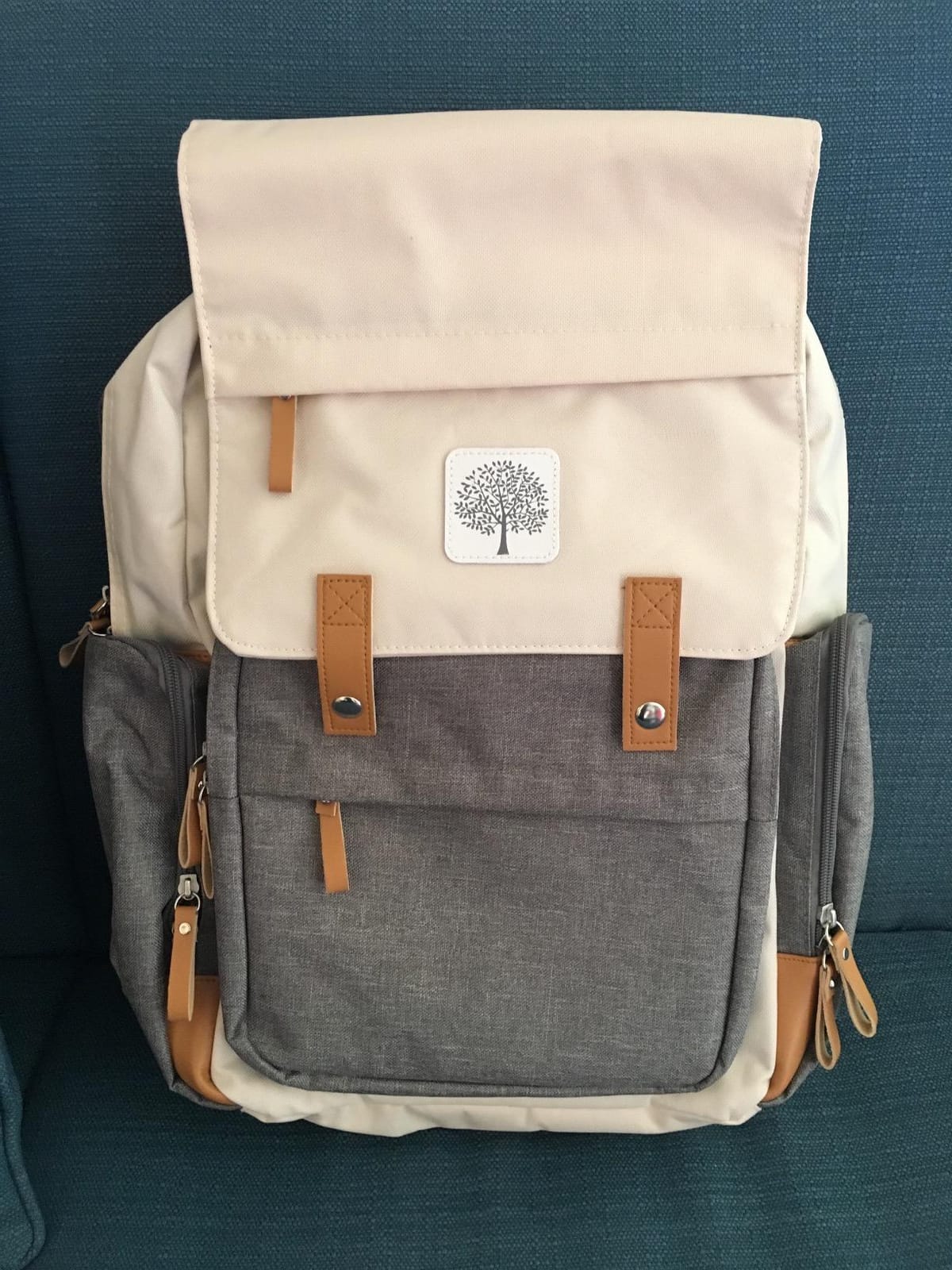 Parker Baby Co. 8-Year Original Birch Diaper Backpack - Cream - Roomy hands-free bag with insulated bottle pockets, stroller straps, and baby travel storage customer photo 2