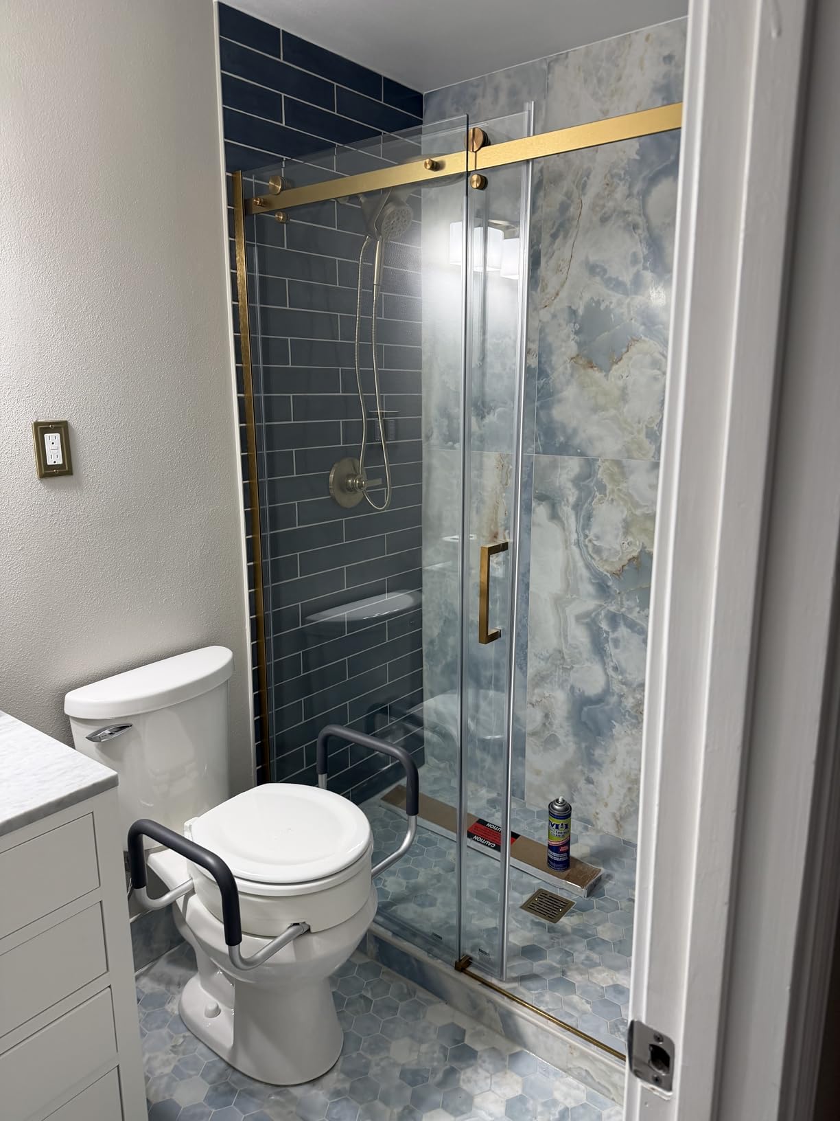 Vive Raised Toilet Seat Riser for Seniors (with Handles) - Handicap Rail | Grab Bar Seat for Over Toilet - Elevated Safety for Elderly, Disabled, Medical - Standard customer photo 2