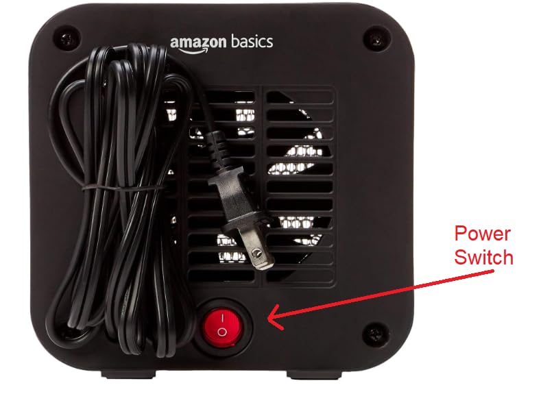 Amazon Basics Ceramic Portable Mini Space Heater for Office Desk, Indoor Use, Fast Heating, Energy Efficient, 500W, With Tip-Over Protection, Lightweight 1.4 lbs, Black, 5.87