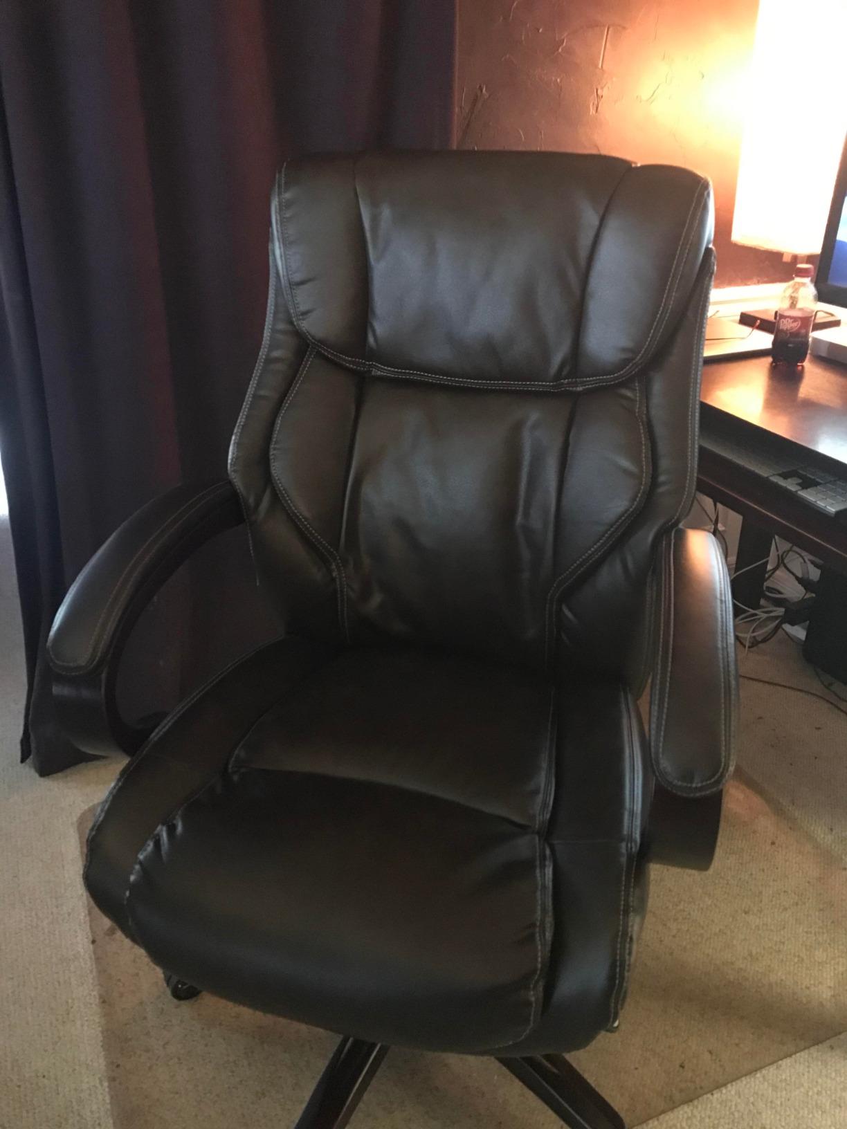 La-Z-Boy Executive Ergonomic Office Chair with Lumbar Support, Leather Chair | Bellamy, Wood Arm Base, Memory Foam Seat Cushion customer photo 2