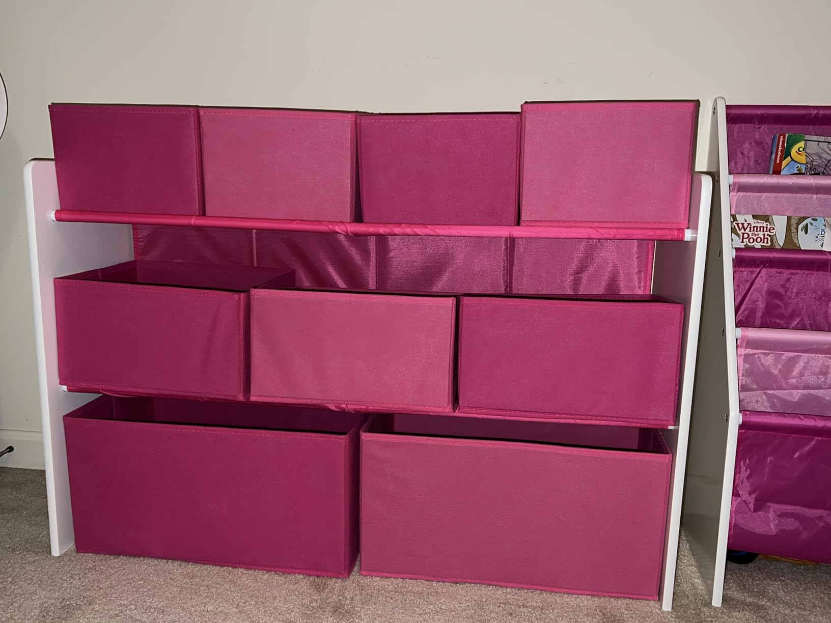Delta Children Deluxe Multi-Bin Toy Organizer with Storage Bins, White/Pink Bins | Sturdy customer photo 1