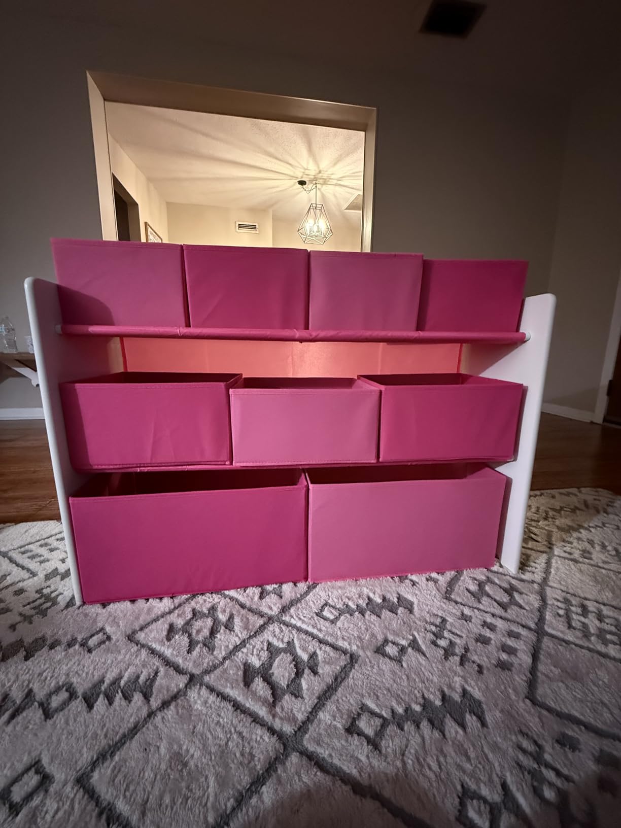 Delta Children Deluxe Multi-Bin Toy Organizer with Storage Bins, White/Pink Bins | Sturdy customer photo 2