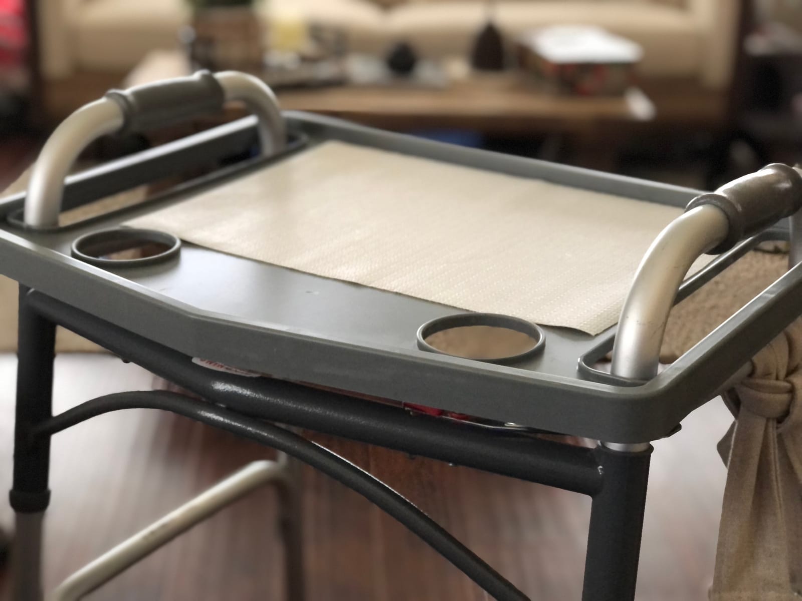 NOVA Walker Tray Table with Spill-Proof Raised Edges and Two Cup Holders and for Seniors, Standard Folding Walker Accessory, 16 x 23 Inch customer photo 1