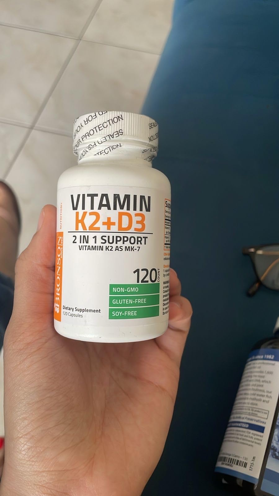 Bronson Vitamin K2 D3 (MK7) Supplement 2-in1 D3 & K2 Complex, 60 Capsules | Bone, Immune & Heart Health Support, Gluten Free, Soy Free, Non-GMO, Vitamin D3 5000IU (125 mcg) & 90 mcg K2 MK-7 customer photo 2