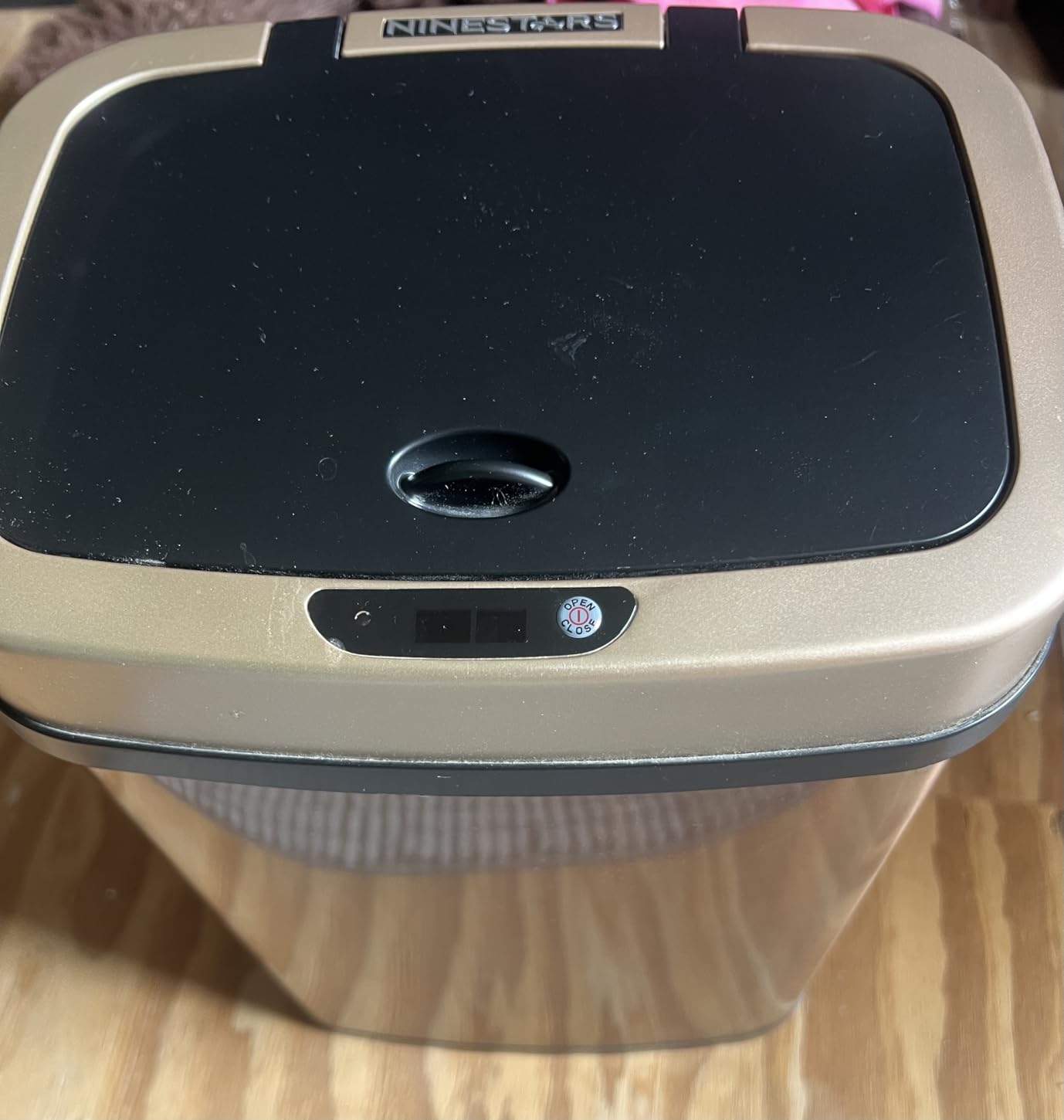Ninestars 3 Gallon Automatic Trash Can, 12L Touchless Motion Sensor Bathroom or Bedroom Garbage Can with Odor-Sealing Lid, Rectangular Stainless Steel Base, Black Lid customer photo 1