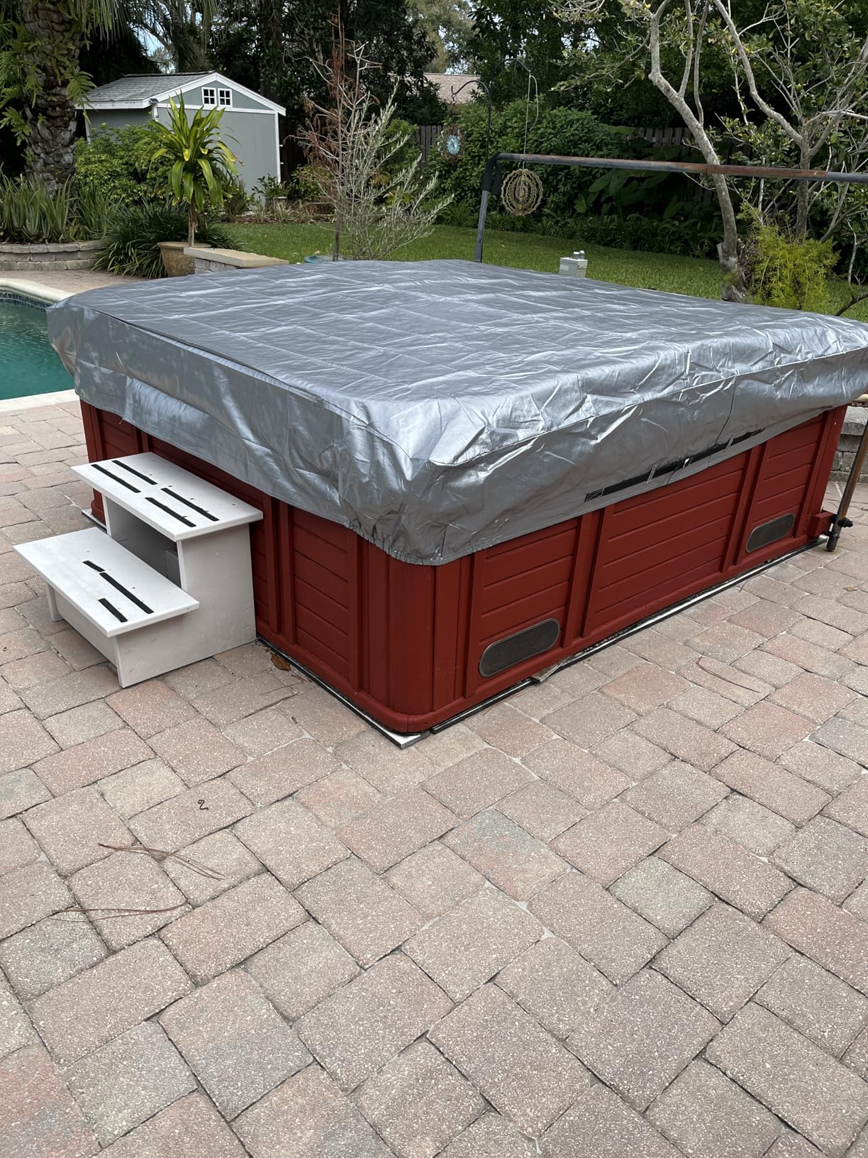 Waterproof Hot Tub Cover 170G Polyethylene Spa Cover | UV Protection Hot Tub Sun Shield (92