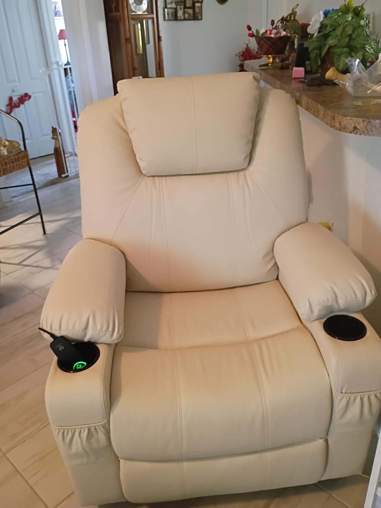 MCombo Power Lift Recliner Chair for Elderly 7040(Medium, Light Brown) - FSC Certified, Multiple Sizes, USB&Type C Charging Port, Cup Holders, Side Pockets, Faux Leather customer photo 1
