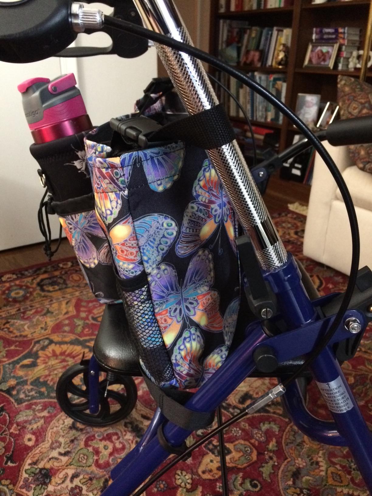 RMS Walker Bag with Soft Cooler (Vivid Butterfly) | Water Resistant Tote with Temperature Controlled Thermal Compartment, Universal Fit for Walkers, Scooters or Rollator Walkers customer photo 1