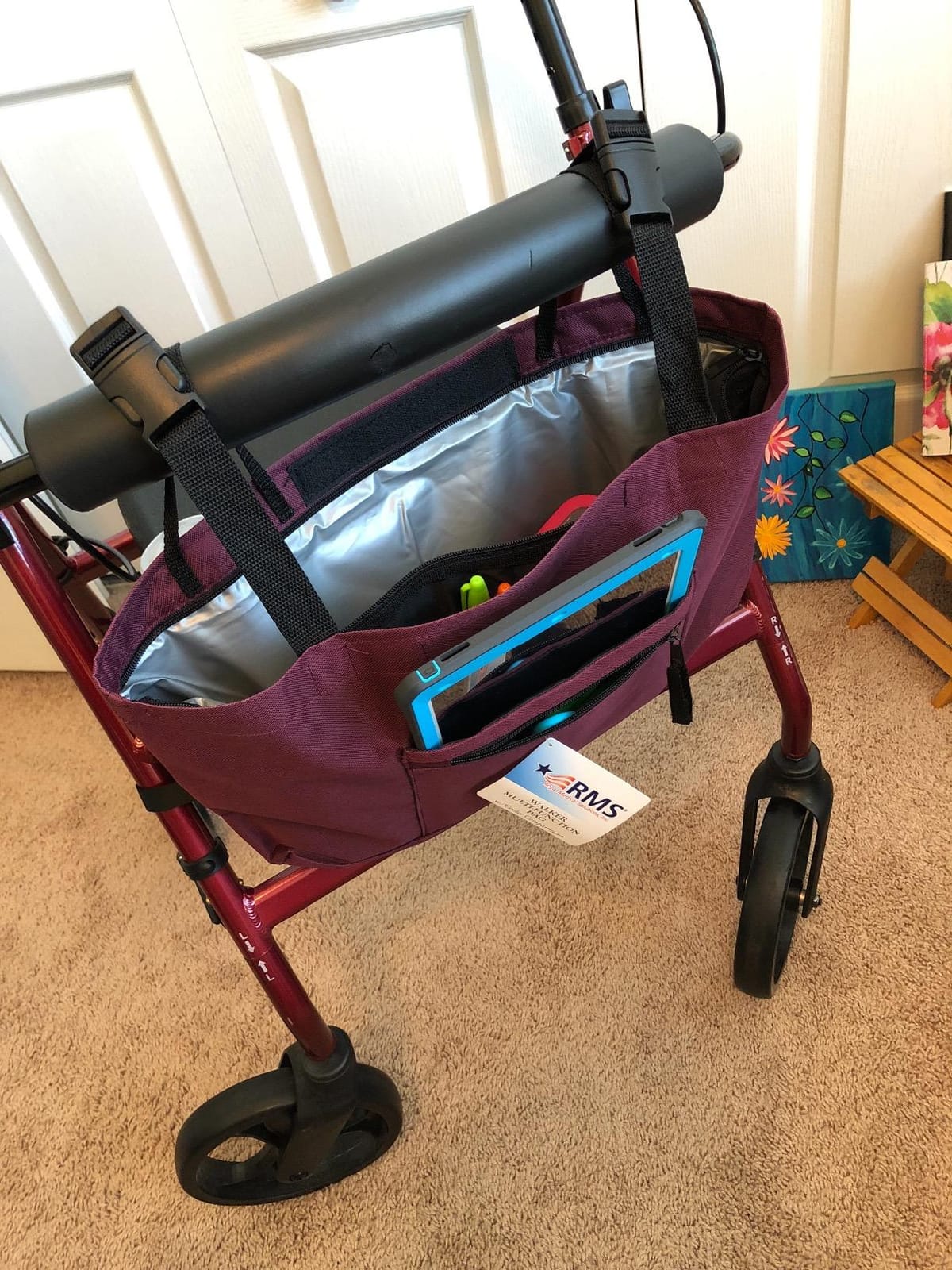 RMS Walker Bag with Soft Cooler (Vivid Butterfly) | Water Resistant Tote with Temperature Controlled Thermal Compartment, Universal Fit for Walkers, Scooters or Rollator Walkers customer photo 2