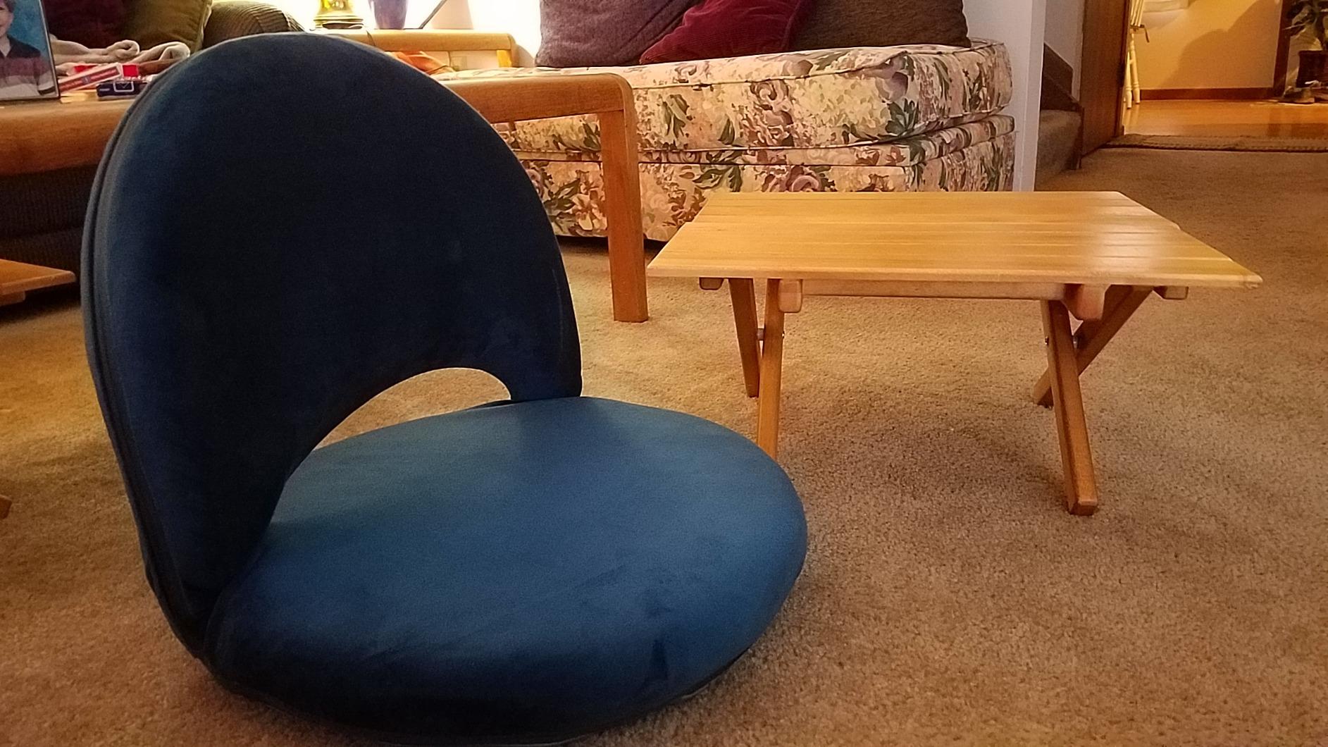 Nnewvante Floor Chair Adjustable Back Support Chair Foldable Meditation Seating Suede-Like Fabric Multiangle Cushioned Recliner Video-Gaming Reading Watching, Navy customer photo 1