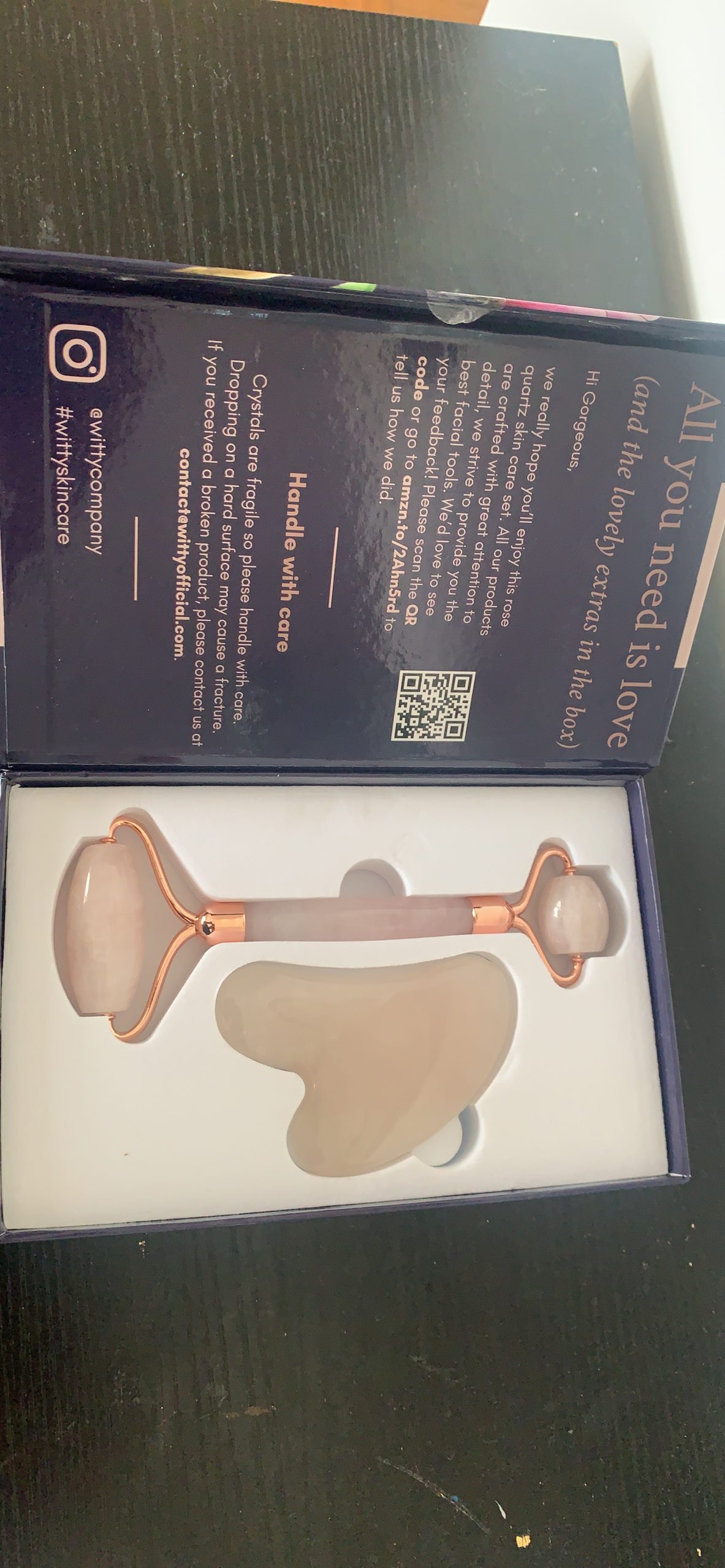 WITTY Jade Face Roller and Gua Sha Set in Hand-Drawn Giftbox - Gua Sha Stone, Face Massager Roller, Beauty Massage Face Scraper Tools - Guasha Tool for Face Roller Skin Care, Eyes, Neck - Extra Pouch customer photo 1