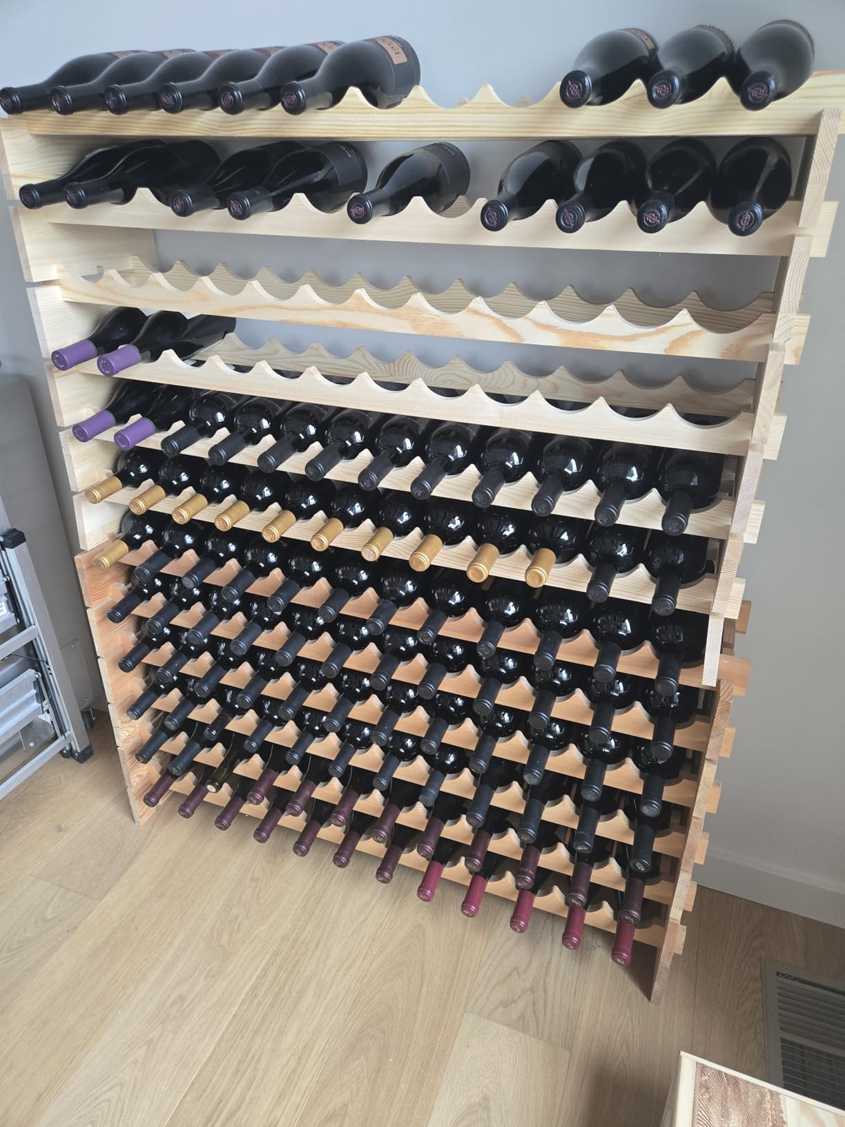 96 Bottles Stackable Modular Wine Rack, 8-Tier Wooden Wine Storage Rack Freestanding Wine Holder Display Shelves, Solid Wood customer photo 1