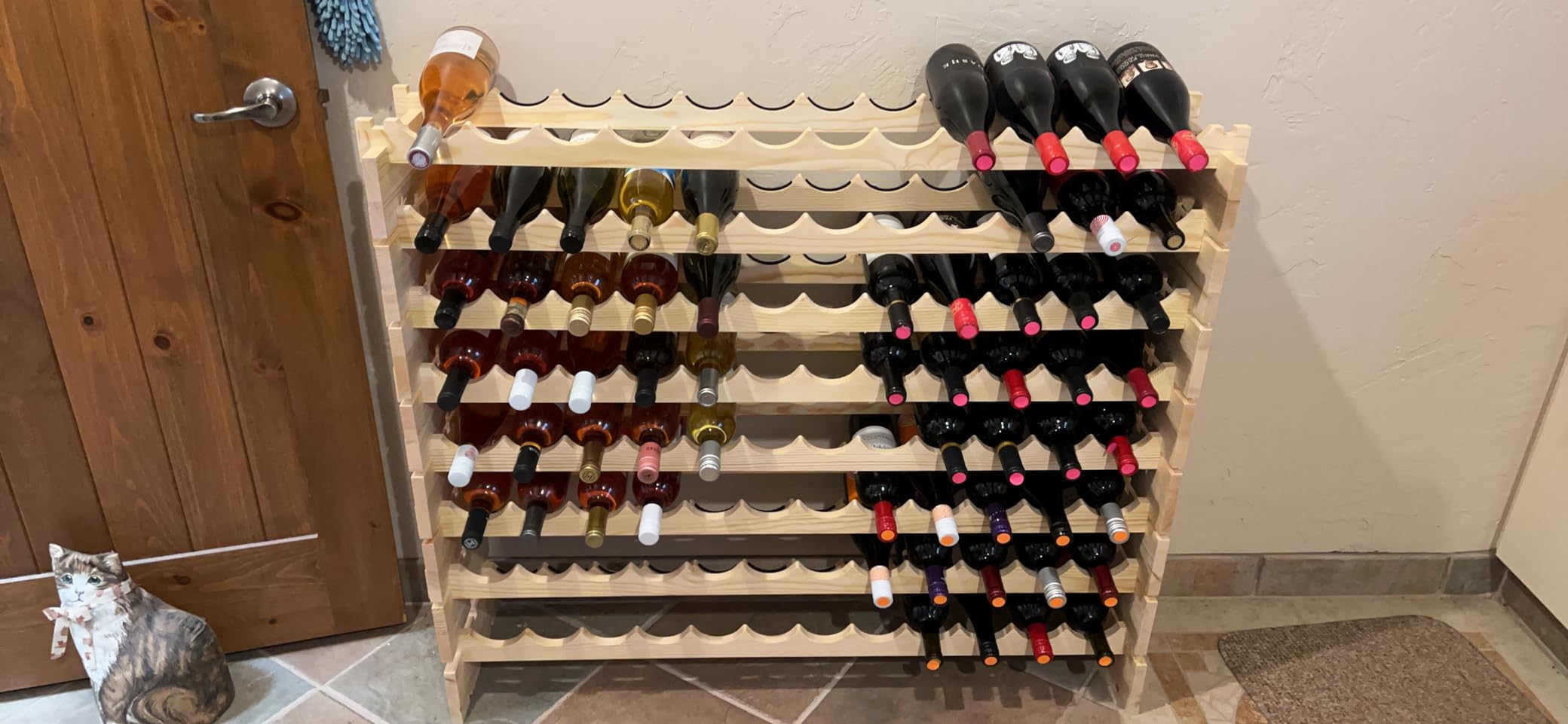 96 Bottles Stackable Modular Wine Rack, 8-Tier Wooden Wine Storage Rack Freestanding Wine Holder Display Shelves, Solid Wood customer photo 2