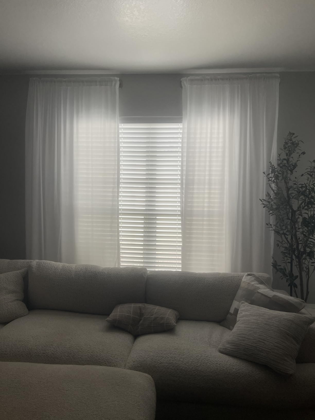 RYB HOME White Semi Sheer Curtains 84 inches Long for Living Room Bedroom | Light Filtering Privacy, Textured Burlap, Dining Room Sunroom Patio Door, Rod Pocket & Back Tab, W52 x L84, 2 Panels customer photo 1