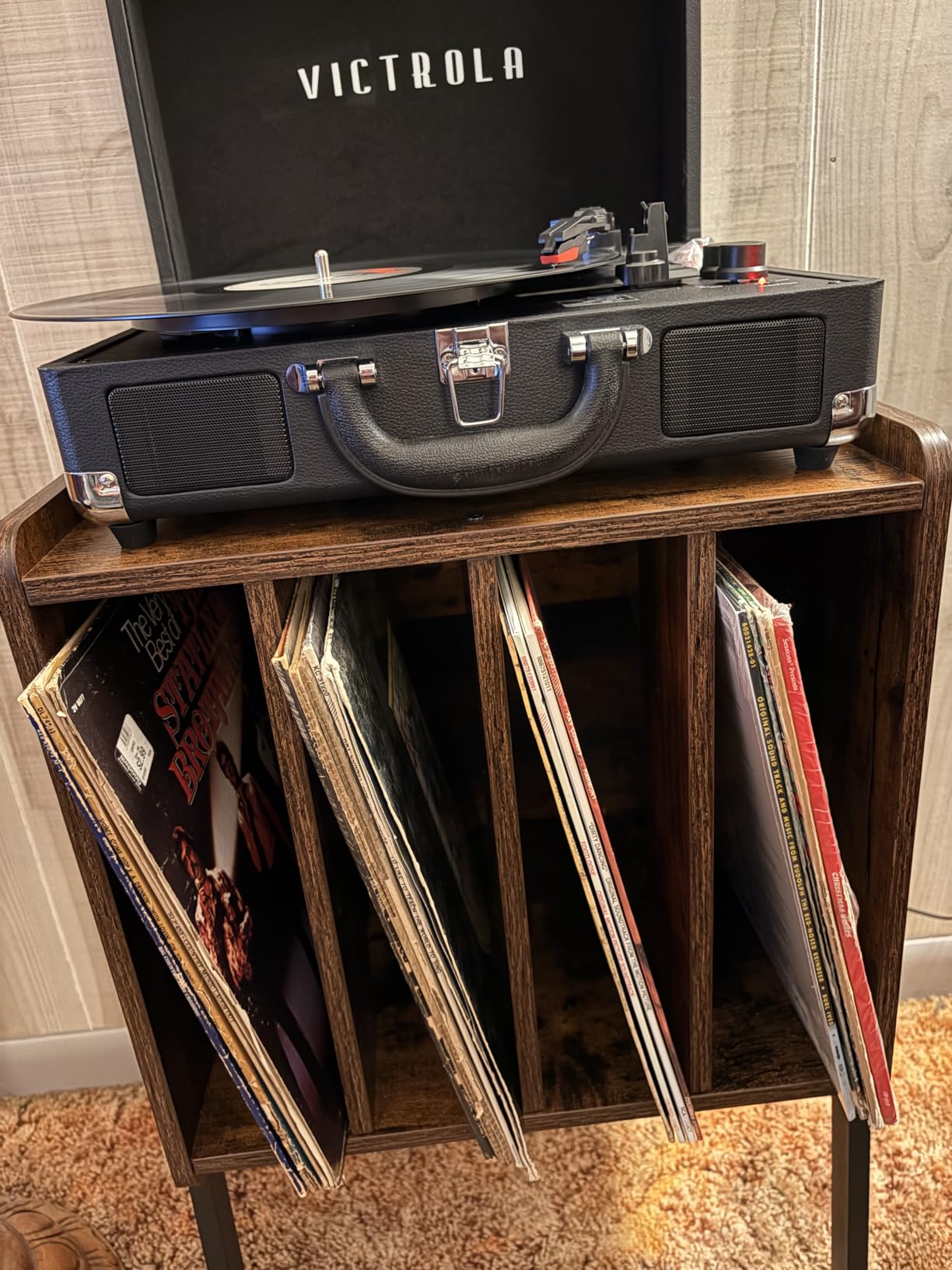 Victrola Journey - Bluetooth Suitcase Record Player - Brown | Built-in stereo speakers, 3-speed turntable plays 7