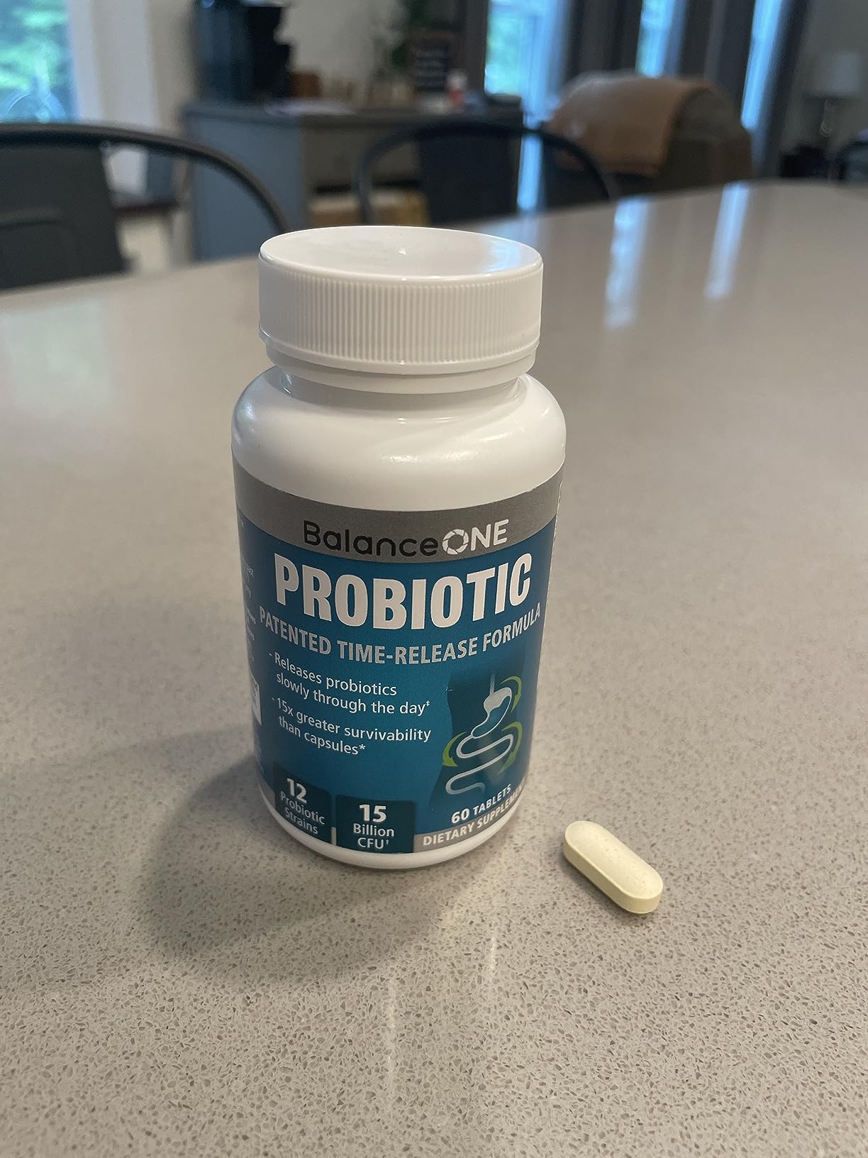 Balance ONE Probiotic for Women & Men, 15 Billion CFU, 12 Strains, 60 Count | Time Release Tablets, Gut Health, Digestive Health, Gas & Bloating Support, 60-Day Supply, 15x More Survival Than Capsules customer photo 1
