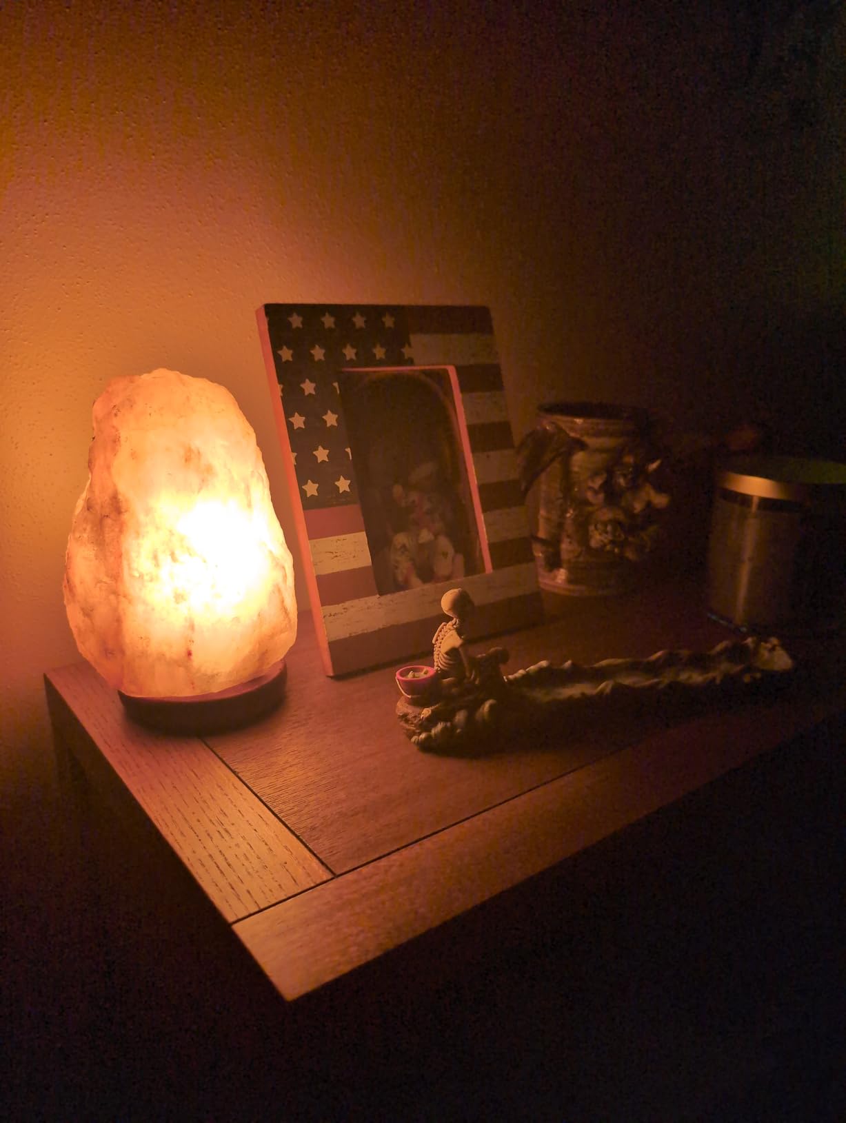 7 Inch Himalayan Salt Lamp with Dimmer Cord - Night Light Natural Crystal Rock Classic Wood Base Authentic from Pakistan customer photo 2