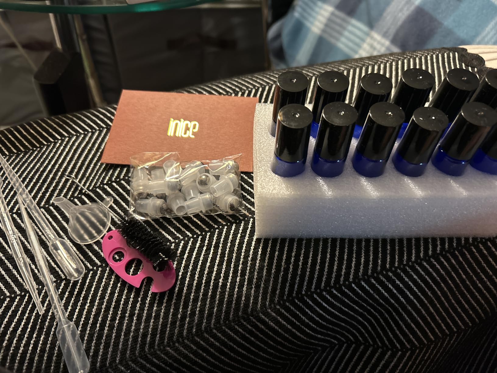 inice 24 Pack Cobalt Blue Glass Roller Bottles for Essential Oils - 10ml Roll on Bottle with Stainless Steel Roller Balls and Colorful Caps - Pure Essential Oil Blend Roller Bottle customer photo 2