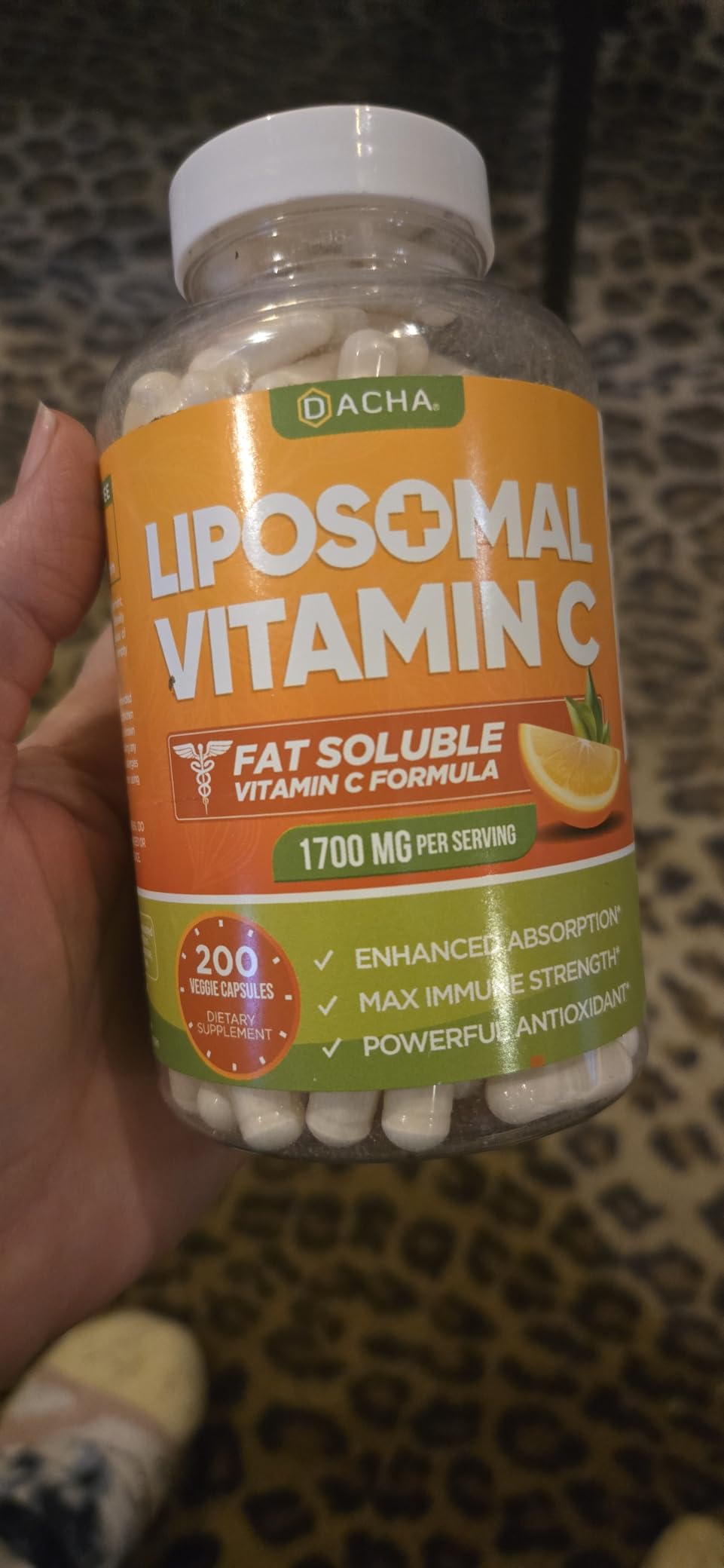 DACHA Natural Liposomal Vitamin C - 1700mg, 200 Capsules, Immune System & Collagen Booster, High Absorption Fat Soluble VIT C, Buffered, Skin Vitamins, Vegetarian, Vegan customer photo 2