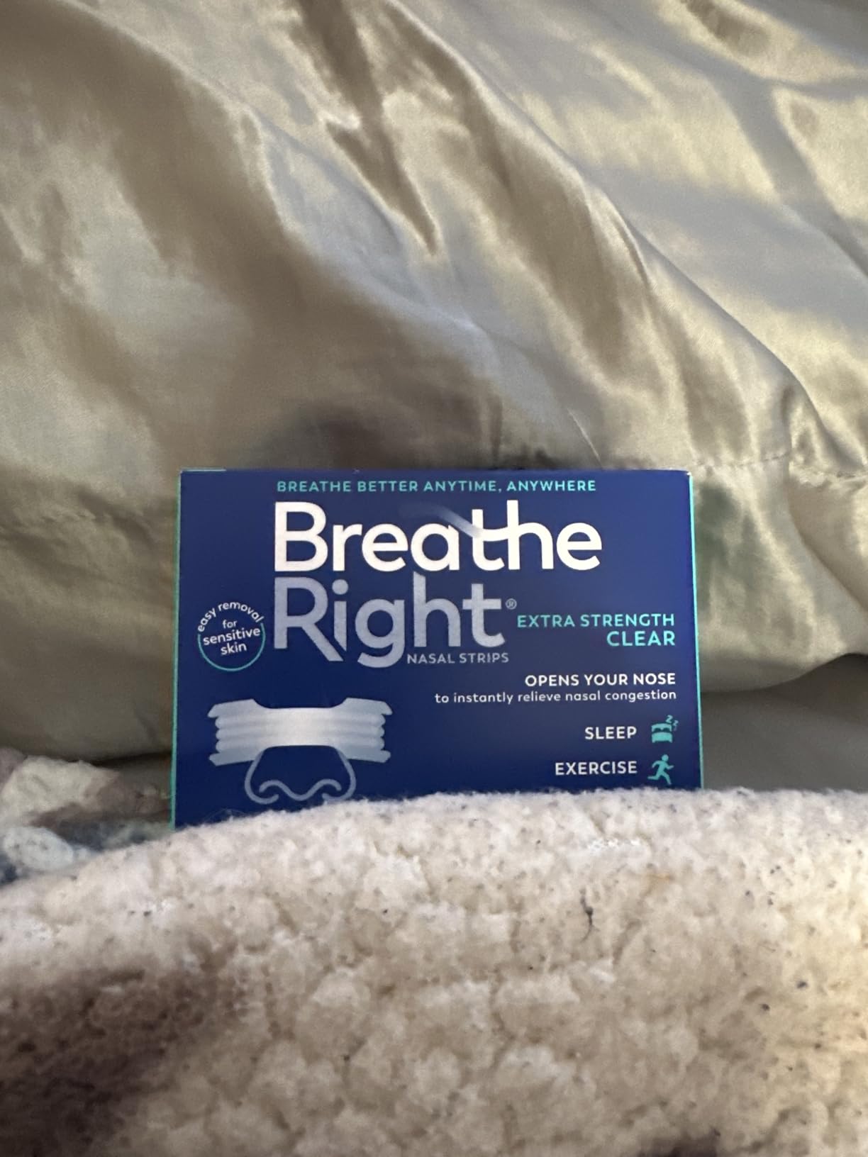 Breathe Right Nasal Strips, Extra Strength, Nasal Congestion, Clear, 44ct | Opens nose and increases nasal airflow, helps relieve nasal congestion for better breathing, drug-free, use anytime, anywhere customer photo 1