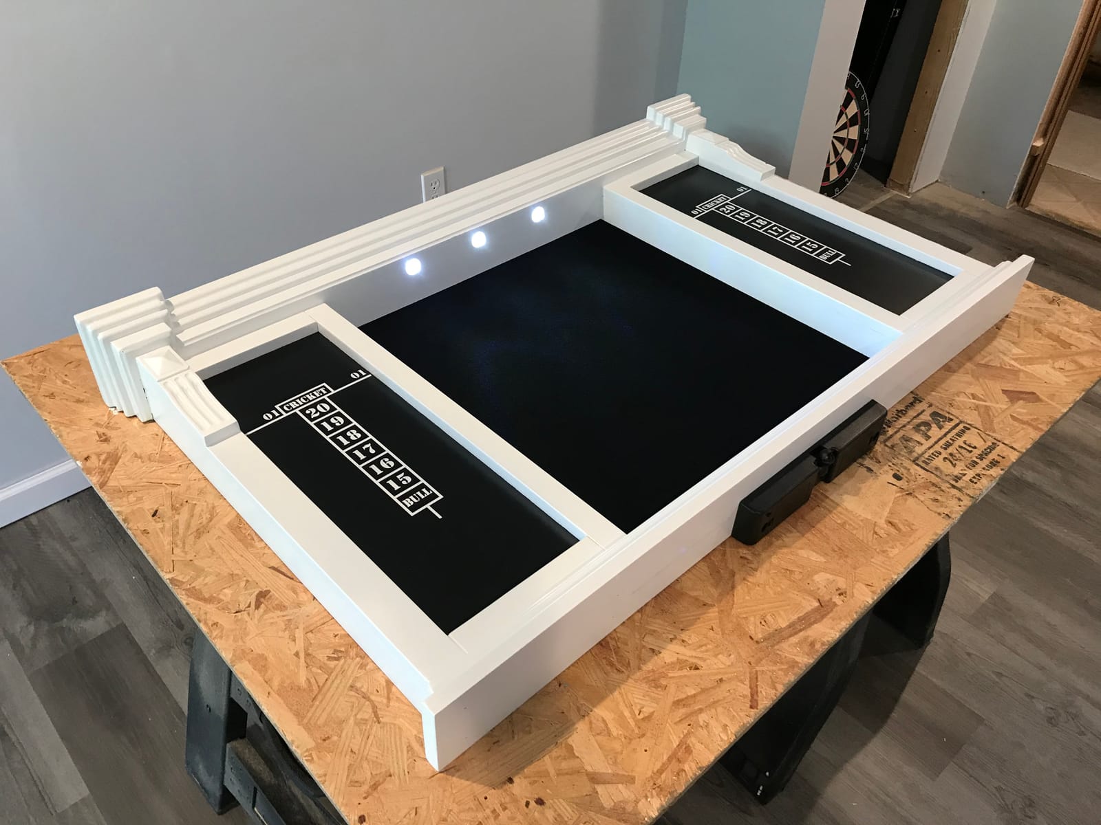 Barrington Woodhaven Dartboard Pub Style with LED Lights, Pre-Assembled | Pre-Assembled LED Pub-Style Dartboard Cabinet With 18