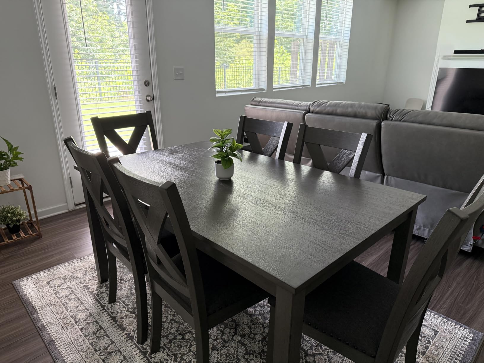 Signature Design by Ashley Skempton 7-Piece Dining Table Set for 6, Solid Wood, Cushioned Polyester Seating, Two-tone Finish customer photo 2