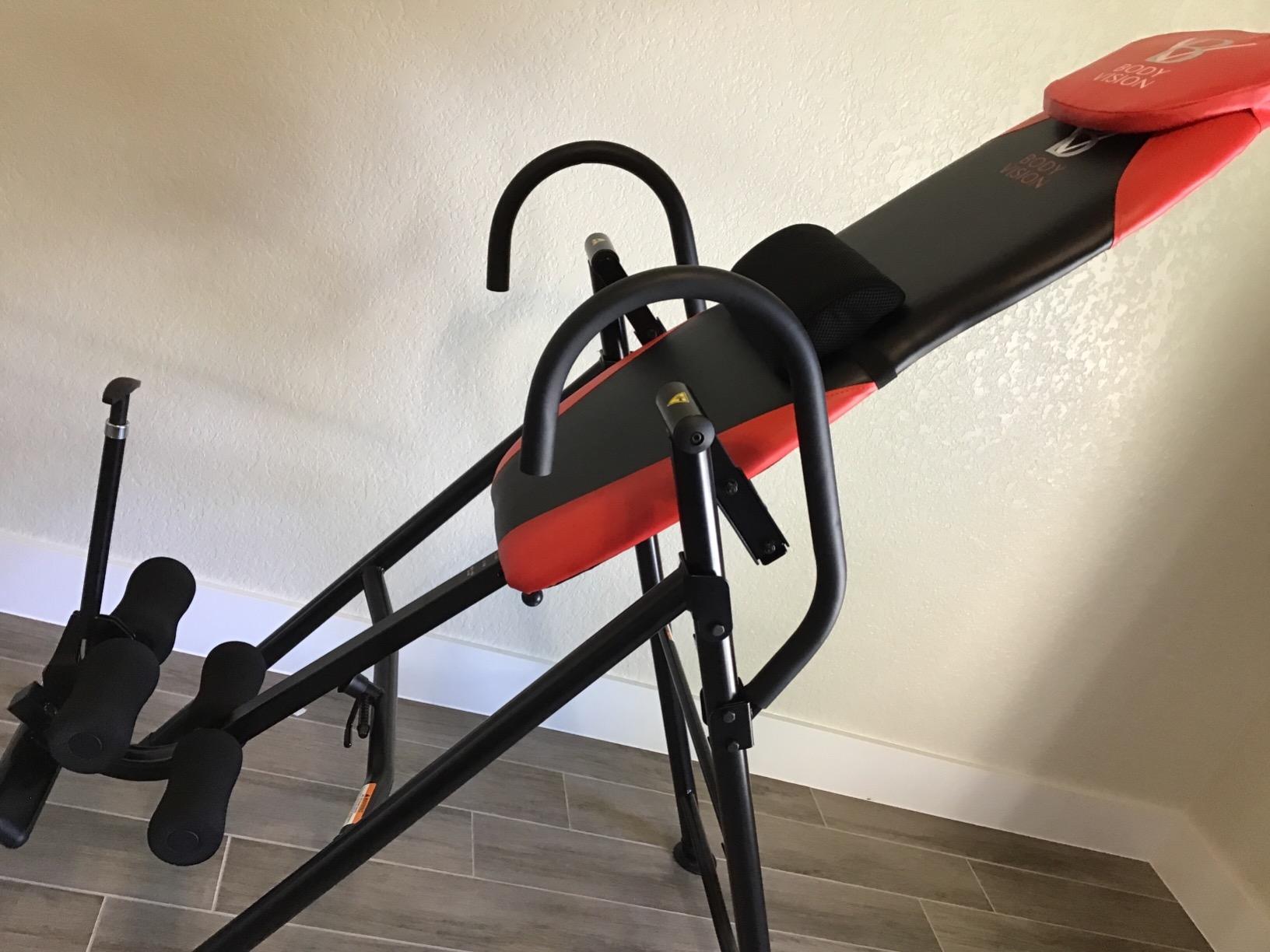 Body Vision IT9550 Deluxe Inversion Table with Adjustable Head Rest & Lumbar Support Pad, Heavy Duty up to 250 lbs., Red customer photo 1