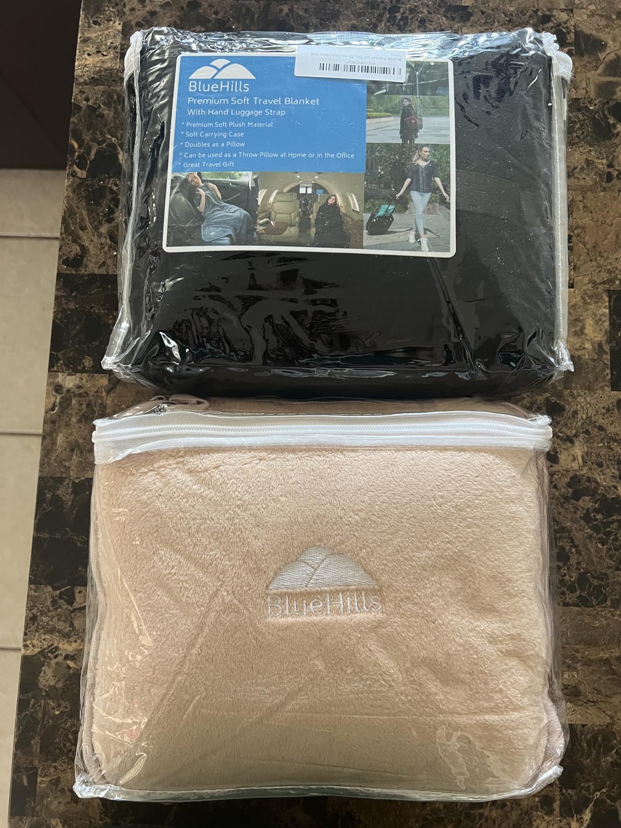 BlueHills Premium Soft Travel Blanket Pillow Airplane Compact - Navy Blue | Convertible 2 in 1 Travel Blanket to Pillow, Packed in Pillowcase, Luggage Strap & Carabiner, Compact, Long Flight Essentials customer photo 2