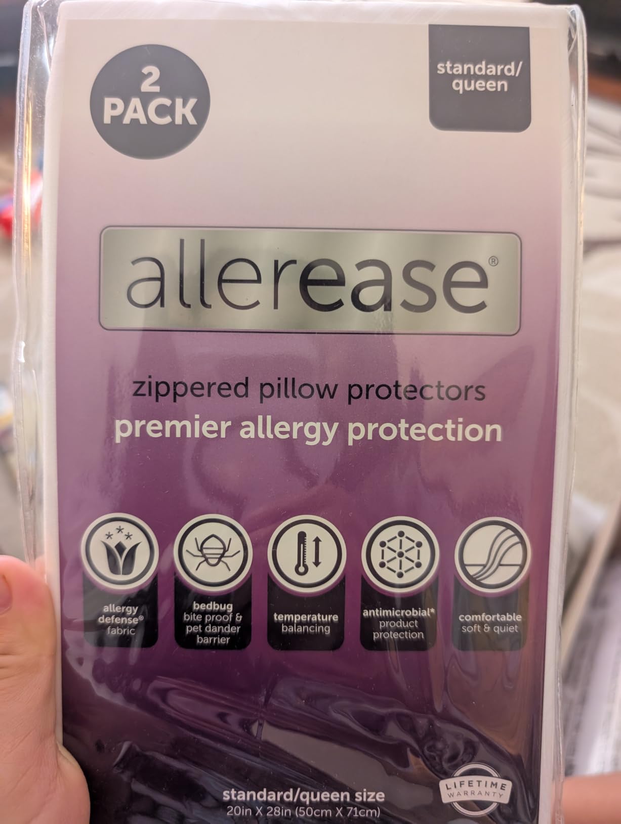 AllerEase Premier Zipper Pillow Protector Standard/Queen 2 Pack customer photo 1