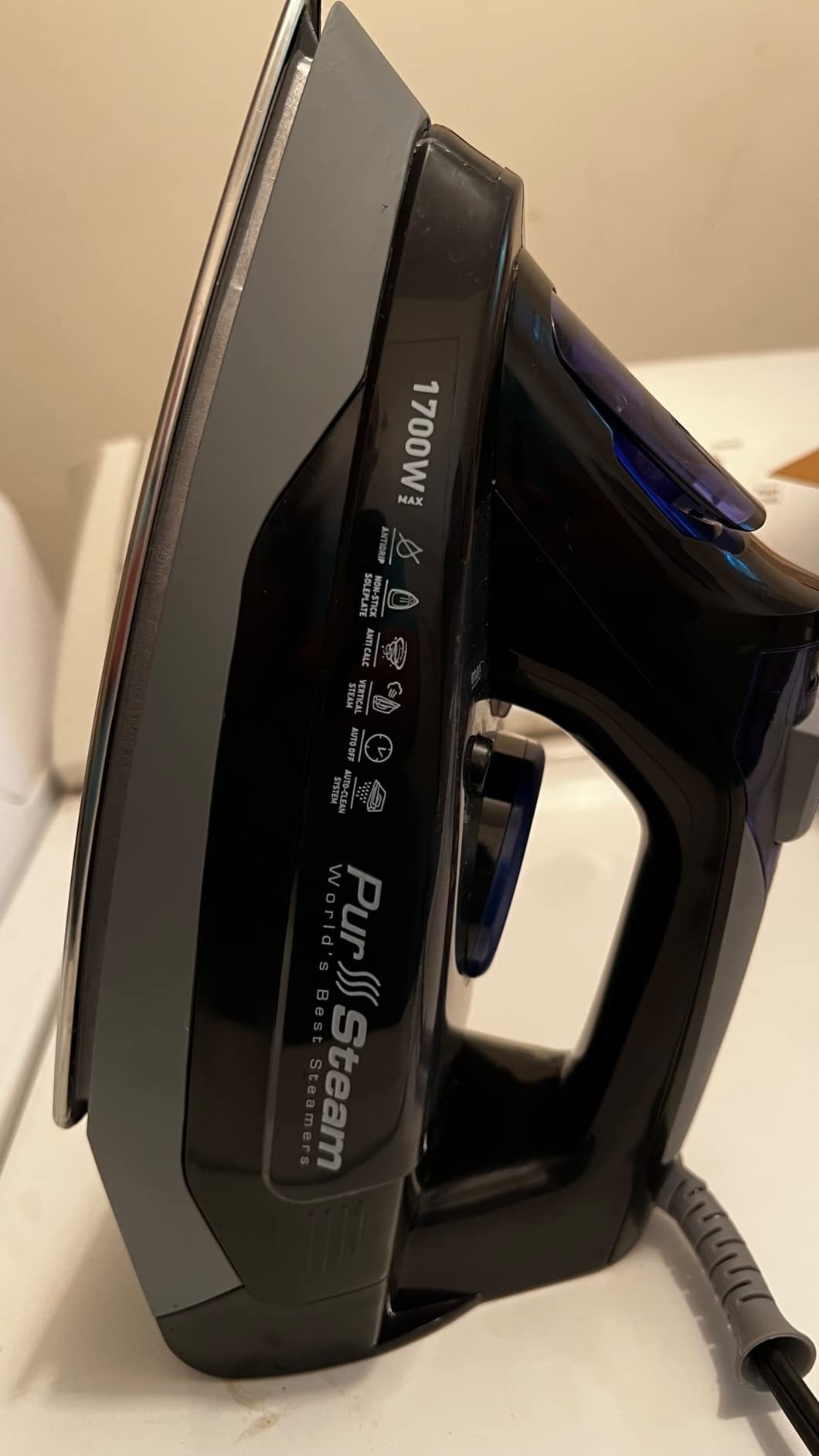 PurSteam SteamBurst+ Steam Iron, Ceramic Soleplate, Self-Clean, Anti Drip, 1750W, Adjustable Steam, Anti-Calc, Anti-Drip, Powerful Steam for All Fabrics customer photo 2
