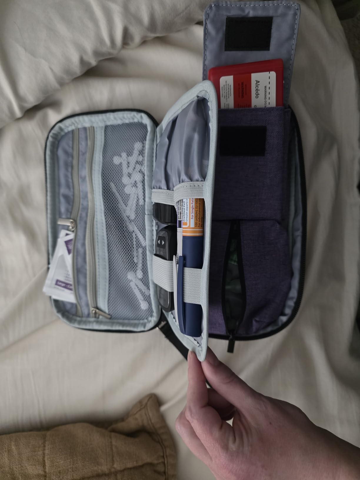 LUXJA Diabetic Supplies Travel Case, Purple - Storage Bag with 2 Detachable Pouches for Glucose Meter & Other Diabetic Supplies, Bag Only customer photo 2