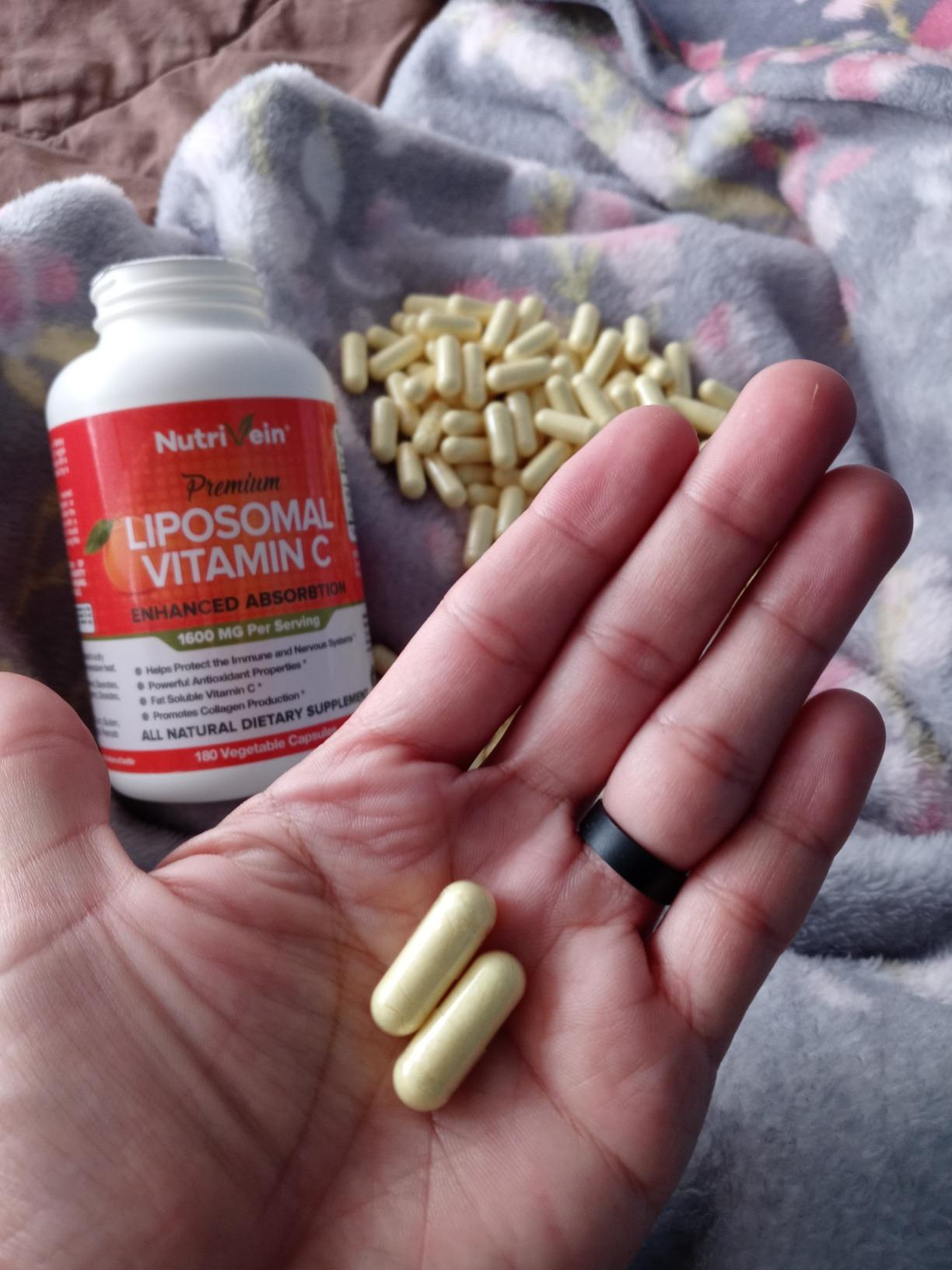 Nutrivein Liposomal Vitamin C Supplement 1650 mg - 180 Capsules, High Dose | High-absorption liposomal delivery for men and women. Supports whole-body defenses, skin, and overall well-being. Non-GMO. customer photo 2