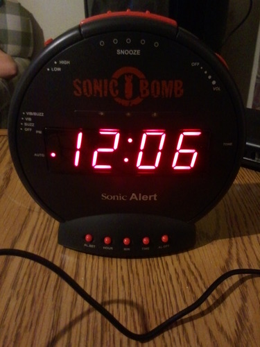 Sonic Alert Sonic Bomb Dual Alarm Clock with Bed Shaker, Black Vibrating Alarm Clock Heavy Sleepers, Battery Backup | Wake with a Shake customer photo 1
