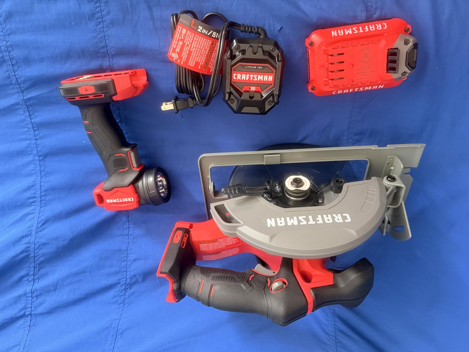 CRAFTSMAN V20 MAX Cordless Power Tool Kit, Circular Saw with 6 1/2 inch Blade, 1/4 inch Impact Driver, 1/2 inch Drill/Driver, LED Task Light, Battery and Charger Included (CMCK401D2AM) customer photo 1