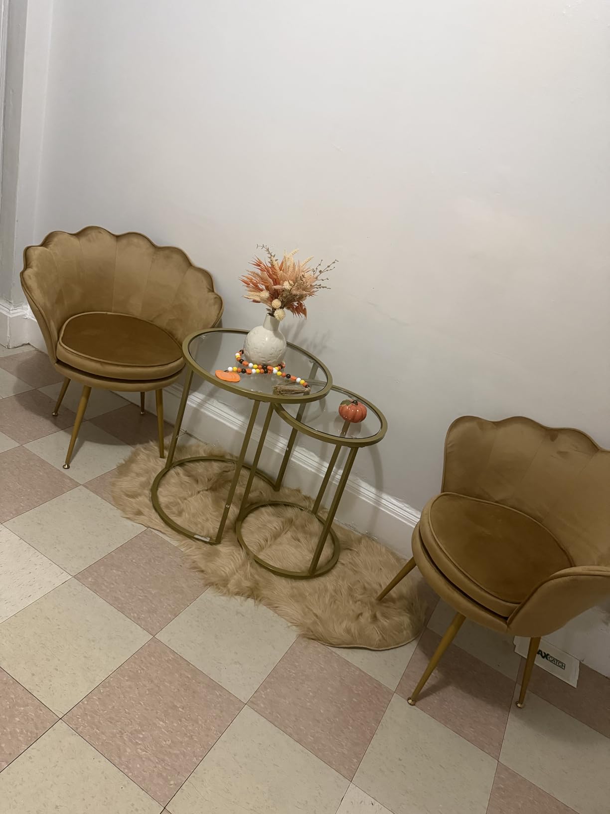 Yaheetech Round Nesting Side Table Set of 2, Gold Metal Frame and Glass Top | Space-Saving Nesting Set, Iron Frame & Tempered Glass Top, Accent Table for Living Room, Bedroom & Office, Easy to Assemble customer photo 1