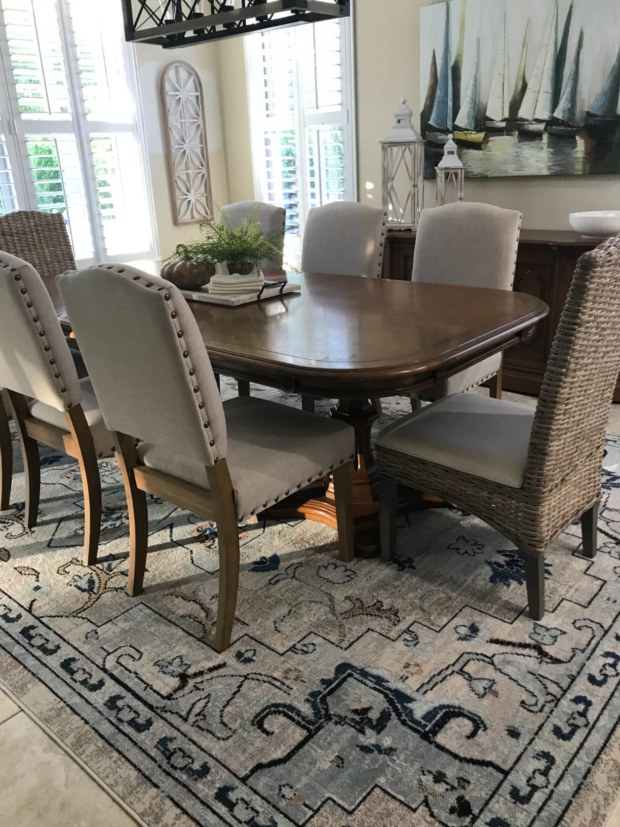 SAFAVIEH Area Rug 9x12 - Madison Collection - Large - Cream & Blue, Boho Chic Distressed Medallion Design, Non-Shedding & Easy to Clean, Ideal for Living Room, Bedroom, Dining Space (MAD473B) customer photo 2