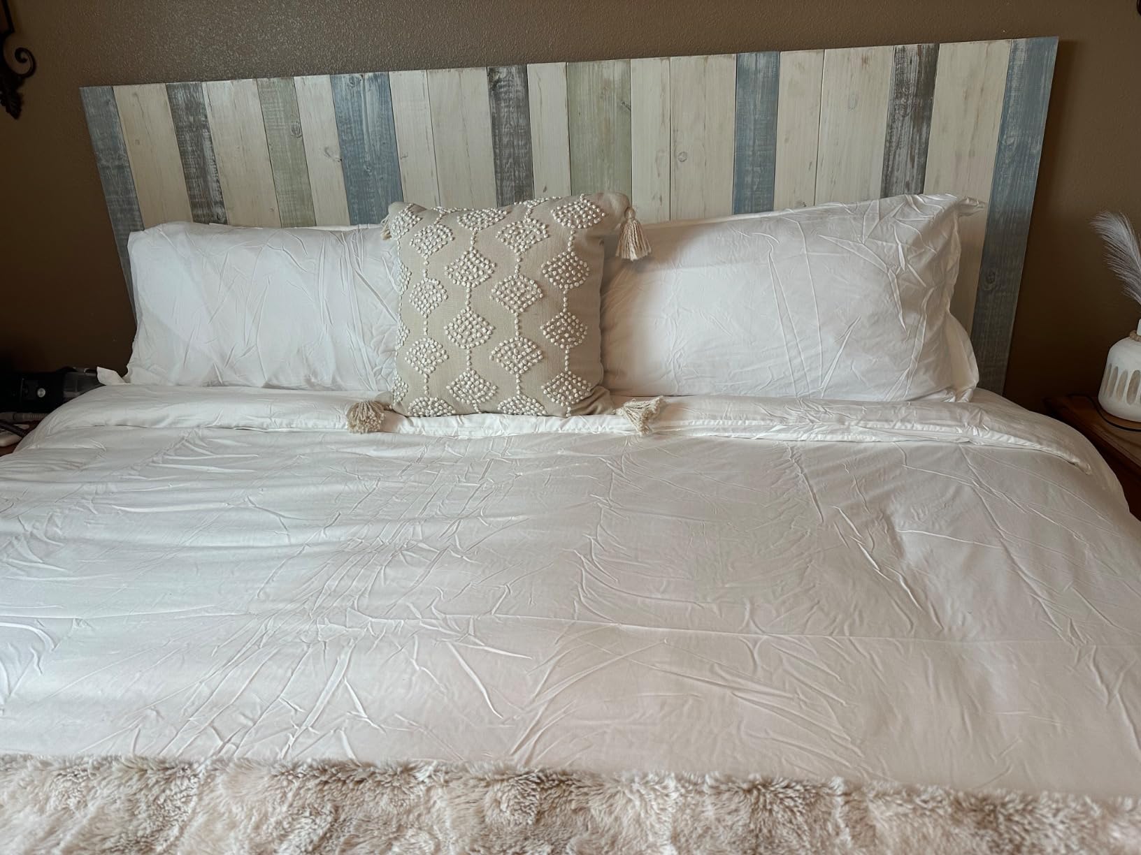 Barn Walls Queen Headboard - Blue Powderwash Multi-Tonal Solid Wood Panels | French Cleat Wall Mount, Compatible with Adjustable Beds, Built to Last, Made in America customer photo 1