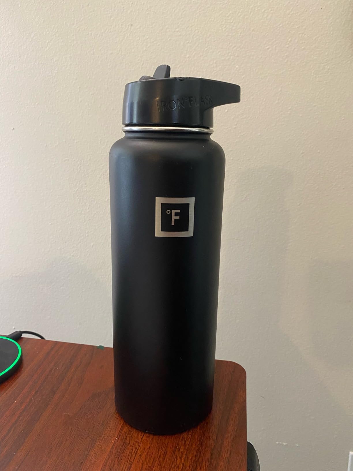IRON °FLASK Camping & Hiking Hydration Flask with Straw, Wide Mouth Insulated Stainless Steel Sports Water Bottle - 40 oz Midnight Black customer photo 2