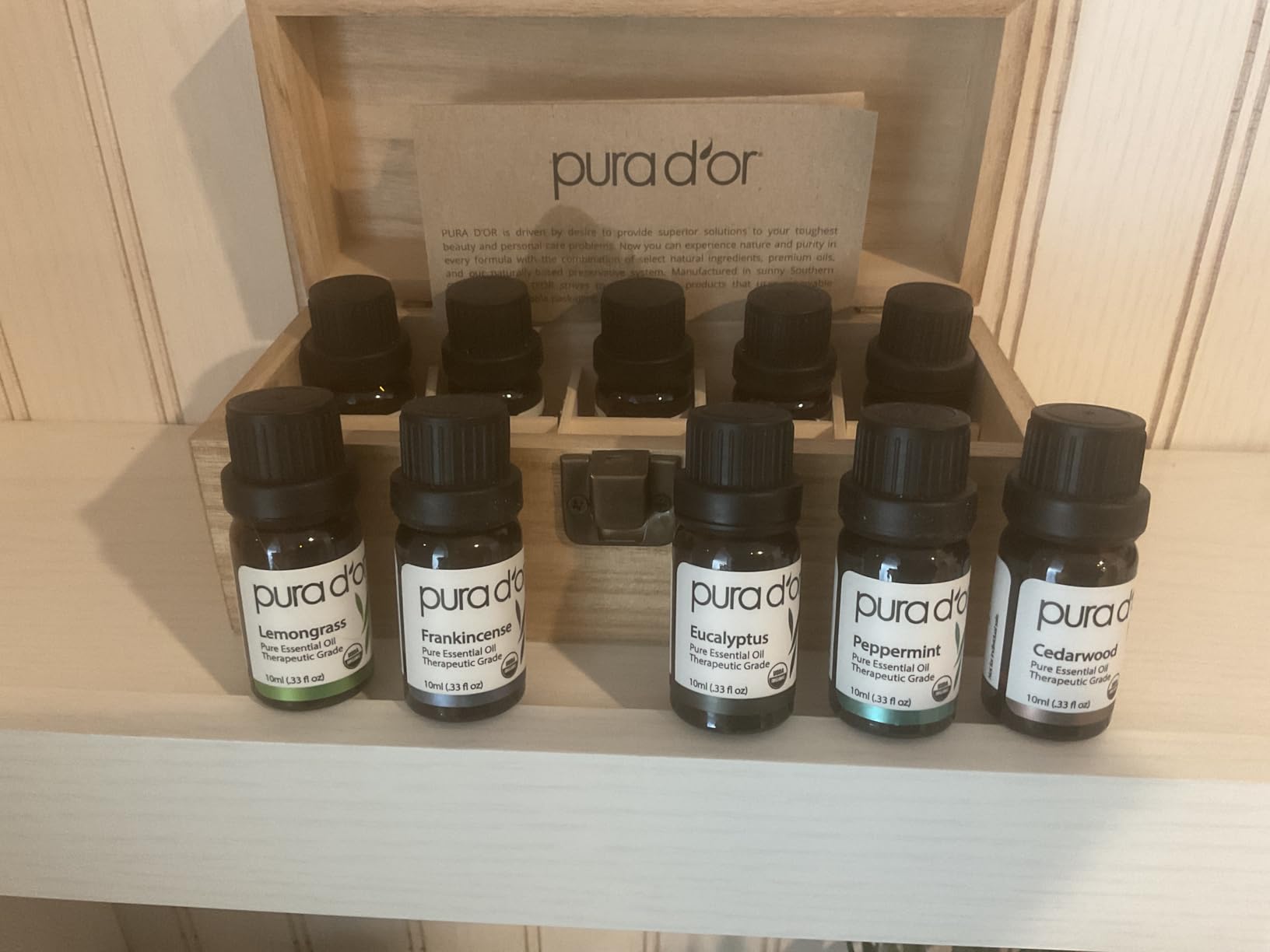 PURA D'OR Organic Perfect10 Essential Oils Aromatherapy Box Set, 10mL x10 | Diffuser Blends, Gift-Ready Wood Case, USDA Certified, 100% Pure, Massage, DIY Beauty, Home Fragrance, Relaxation Routine customer photo 1