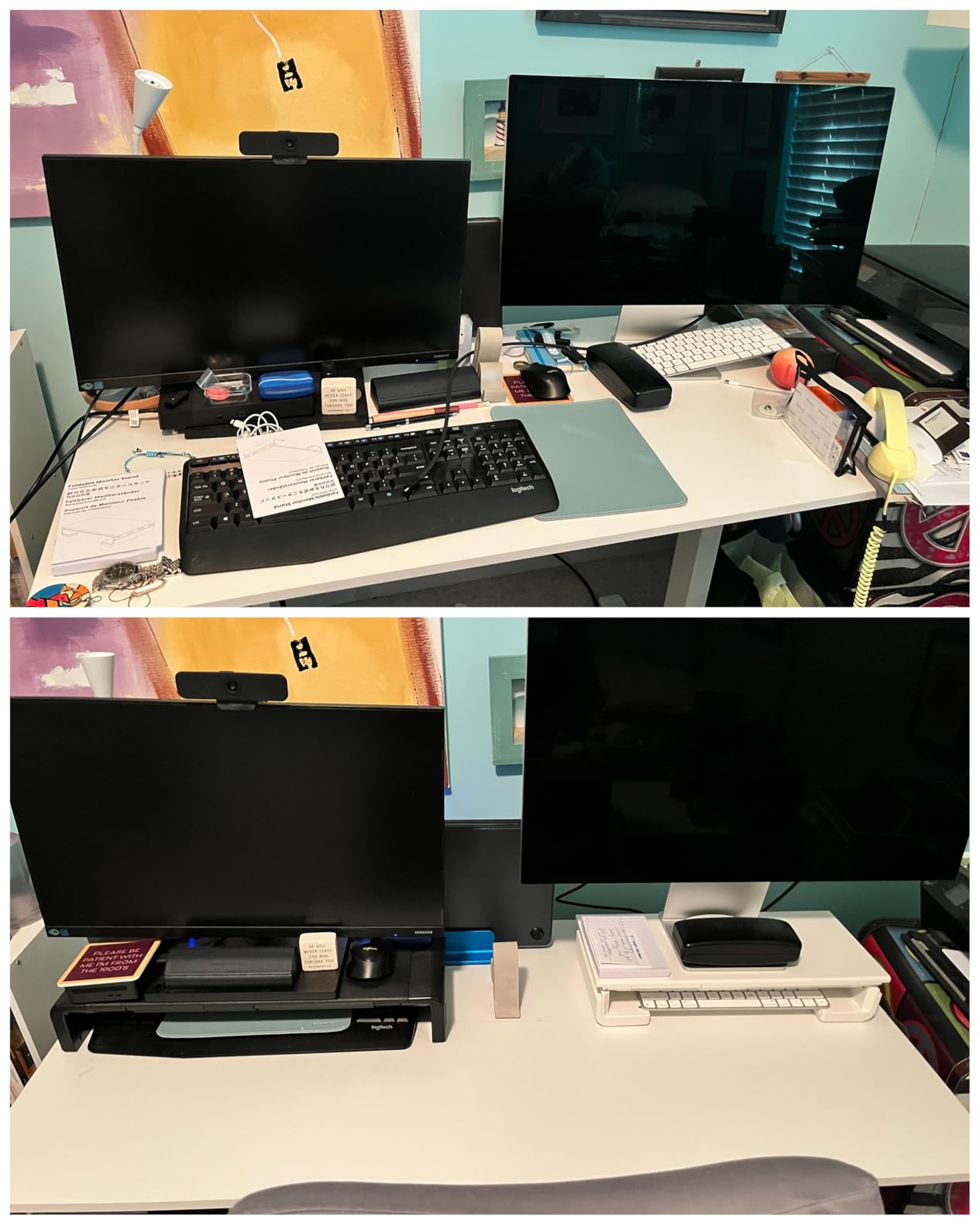 Klearlook Computer Monitor Stand for Desk, Adjustable Foldable Monitor Riser with Storage Drawer & Tablet Phone Holder for Office, Home, Laptop, Desktop (Black) customer photo 2