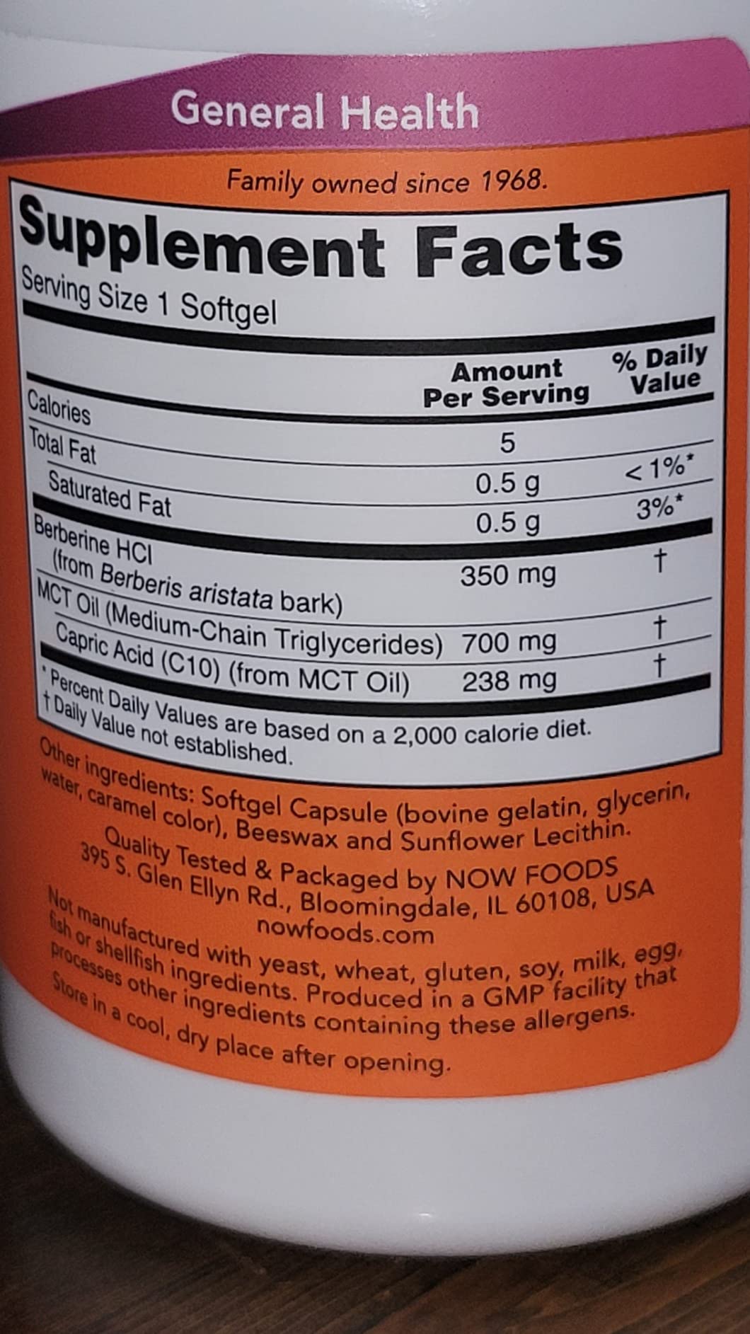 NOW Foods Supplements, Berberine Glucose Support, Combined with MCT Oil for Optimal Berberine Absorption, 90 Softgels customer photo 1