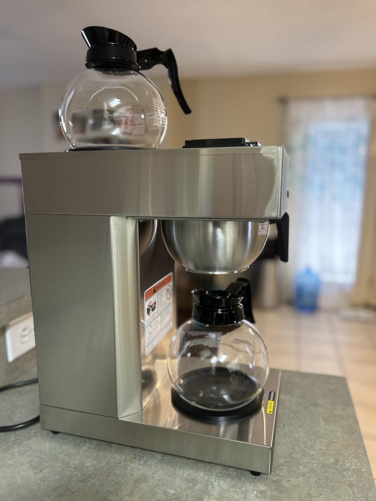 SYBO 12-Cup Commercial Pour Over Coffee Maker SF-CB-2GA | ETL Certified, Stainless Steel, Reusable Brew Basket, Spray Head, Fast Brewing, 2 Glass Carafe Included customer photo 2