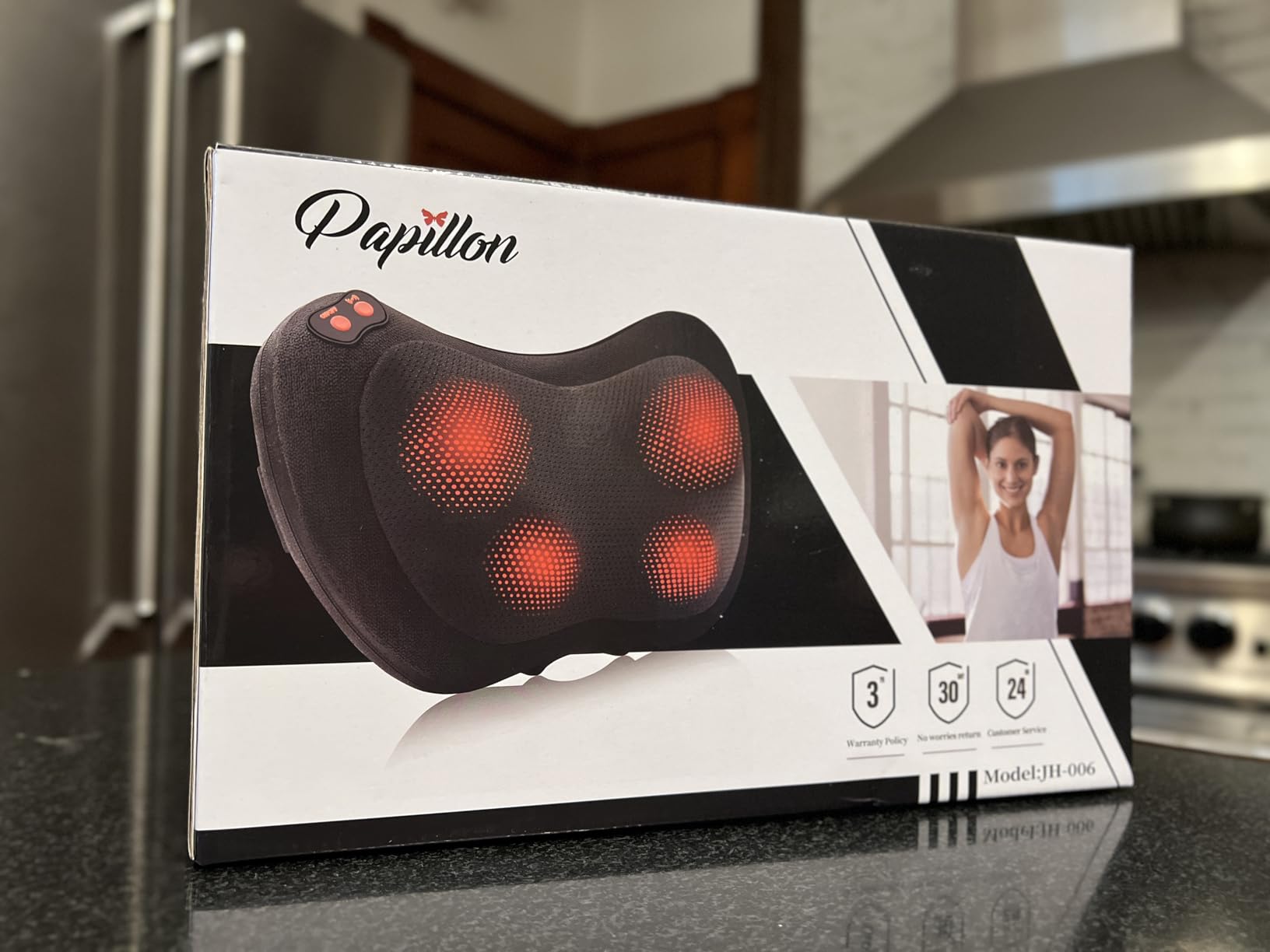Papillon Back Massager with Heat,Shiatsu Pillow for Body Pain Relief Gray customer photo 1