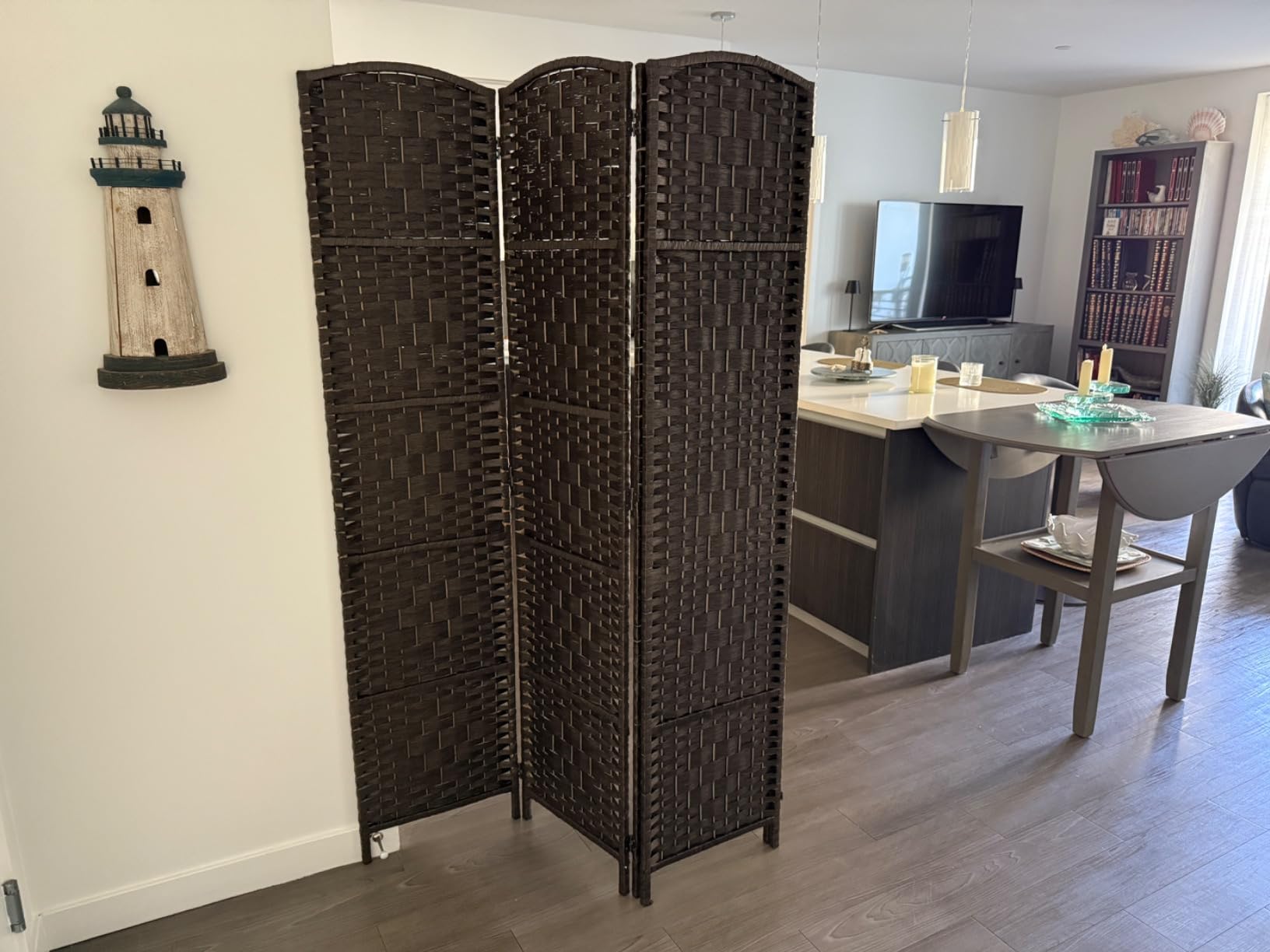 RHF Room Divider Panel, 4 Panel Partition Room Dividers Screen, Dark Mocha | 6ft Tall Temporary Wall Divider customer photo 2